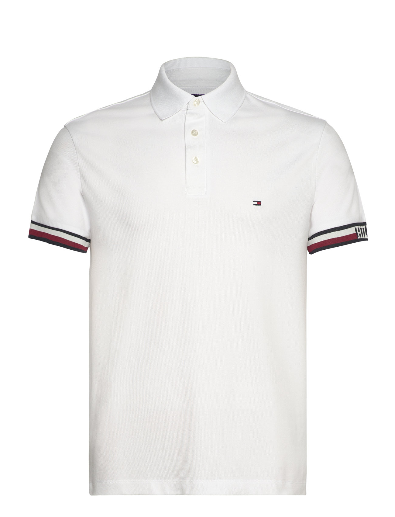 Monotype Flag Cuff Slim Fit Polo Tops Polos Short-sleeved White Tommy Hilfiger