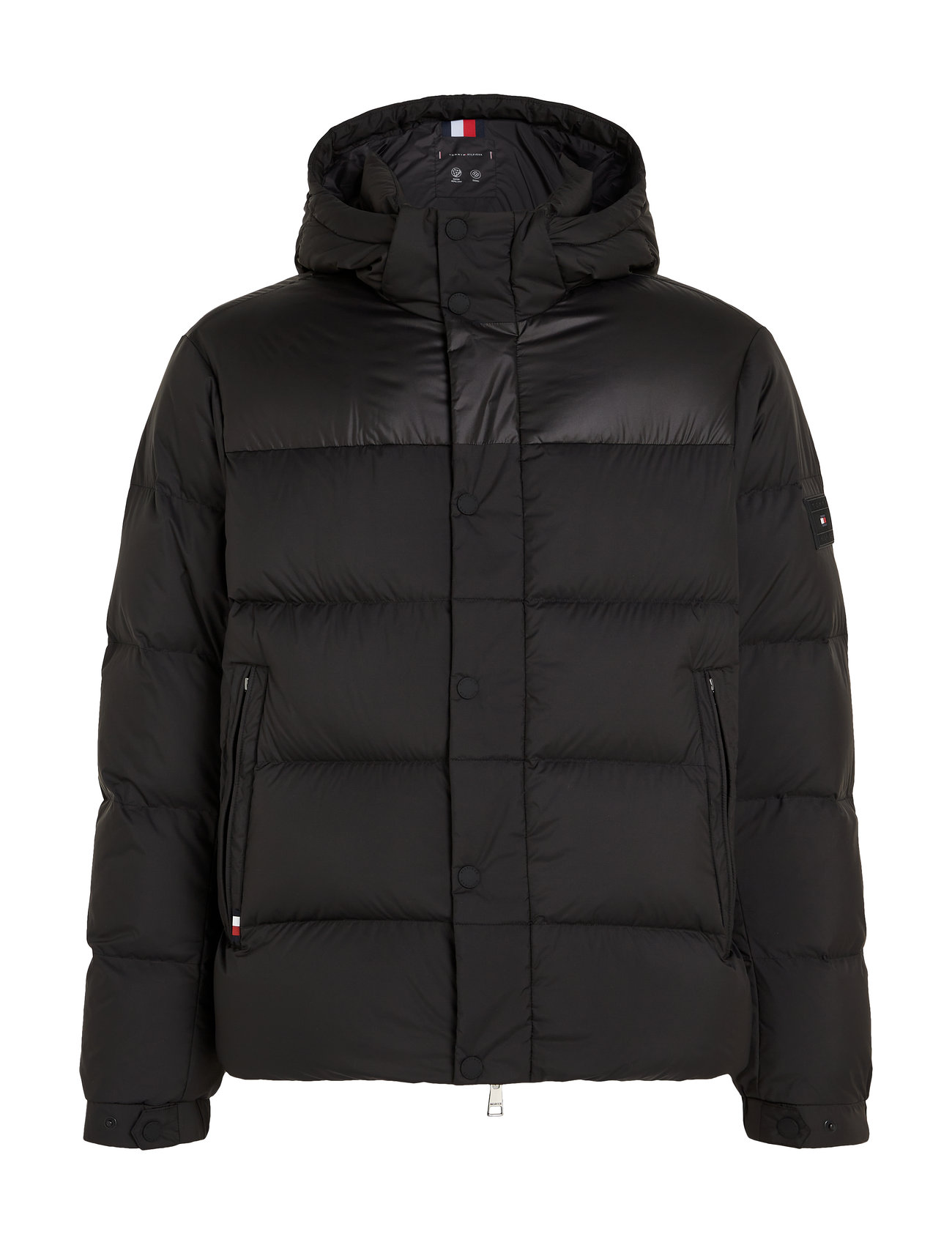 Mix Down Hooded Puffer Jacket Black Tommy Hilfiger