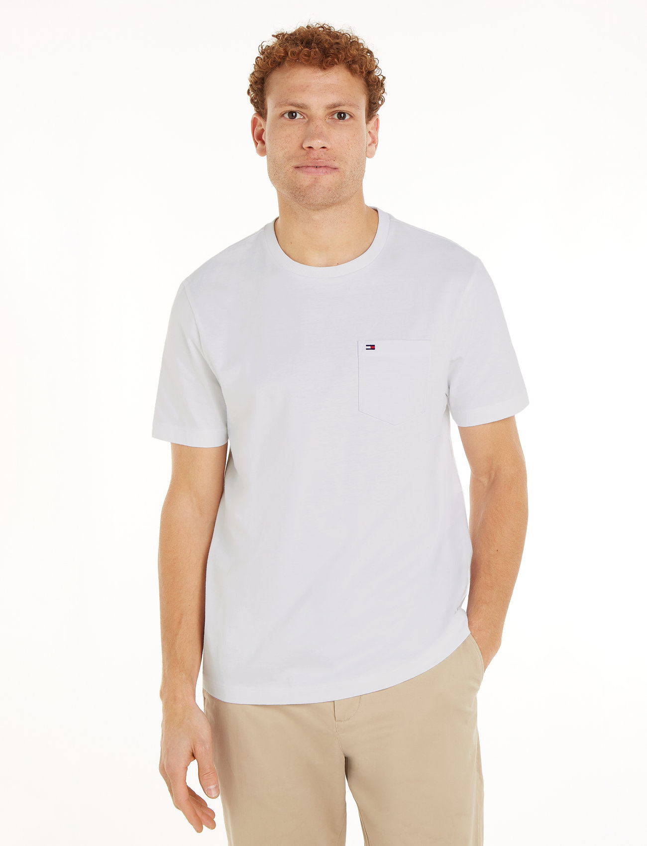 Tommy Hilfiger Essential Solid Pocket Tee, S, White, T-Shirts > Kortærmede, Herre