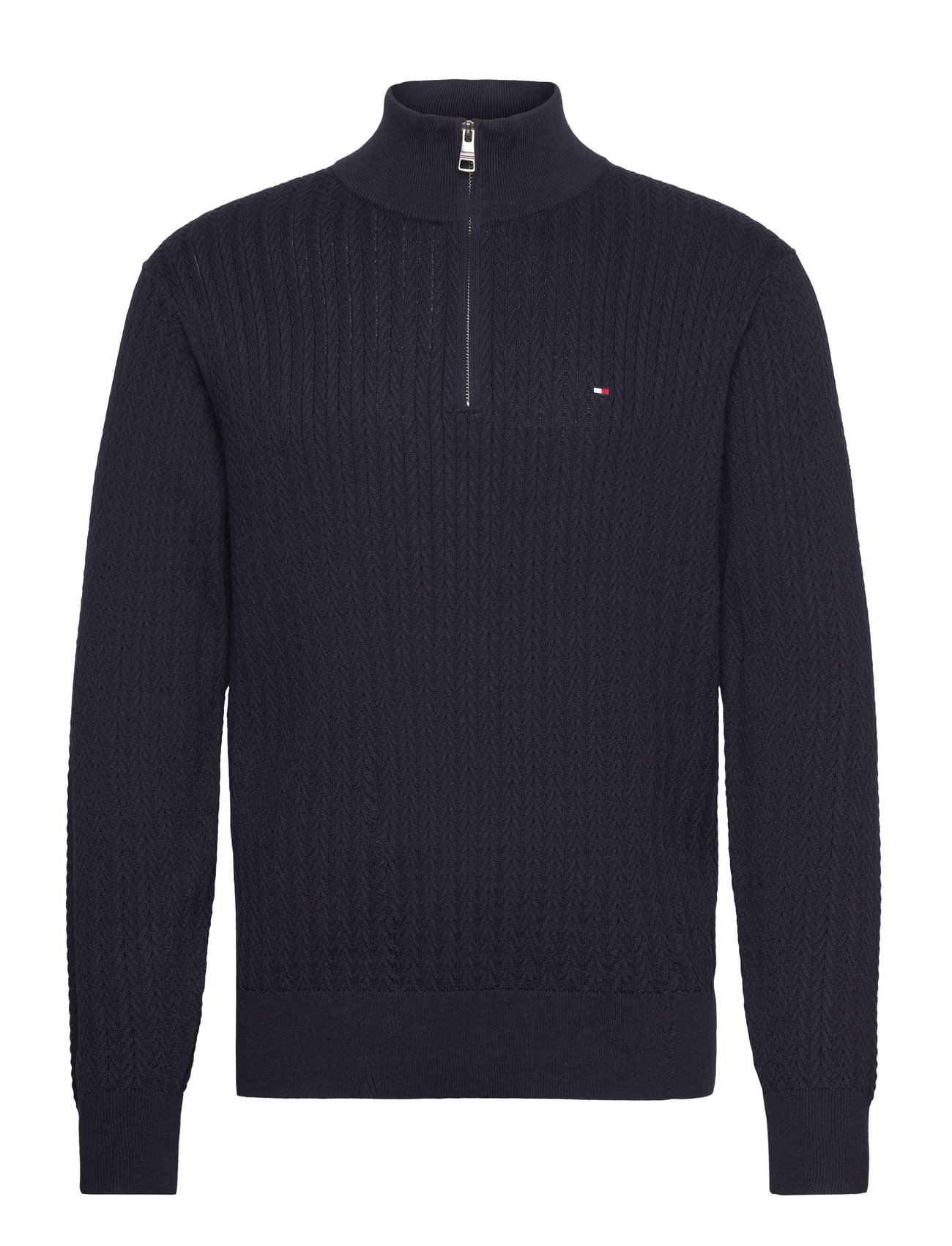Herringb Structure Zip Mock Navy Tommy Hilfiger