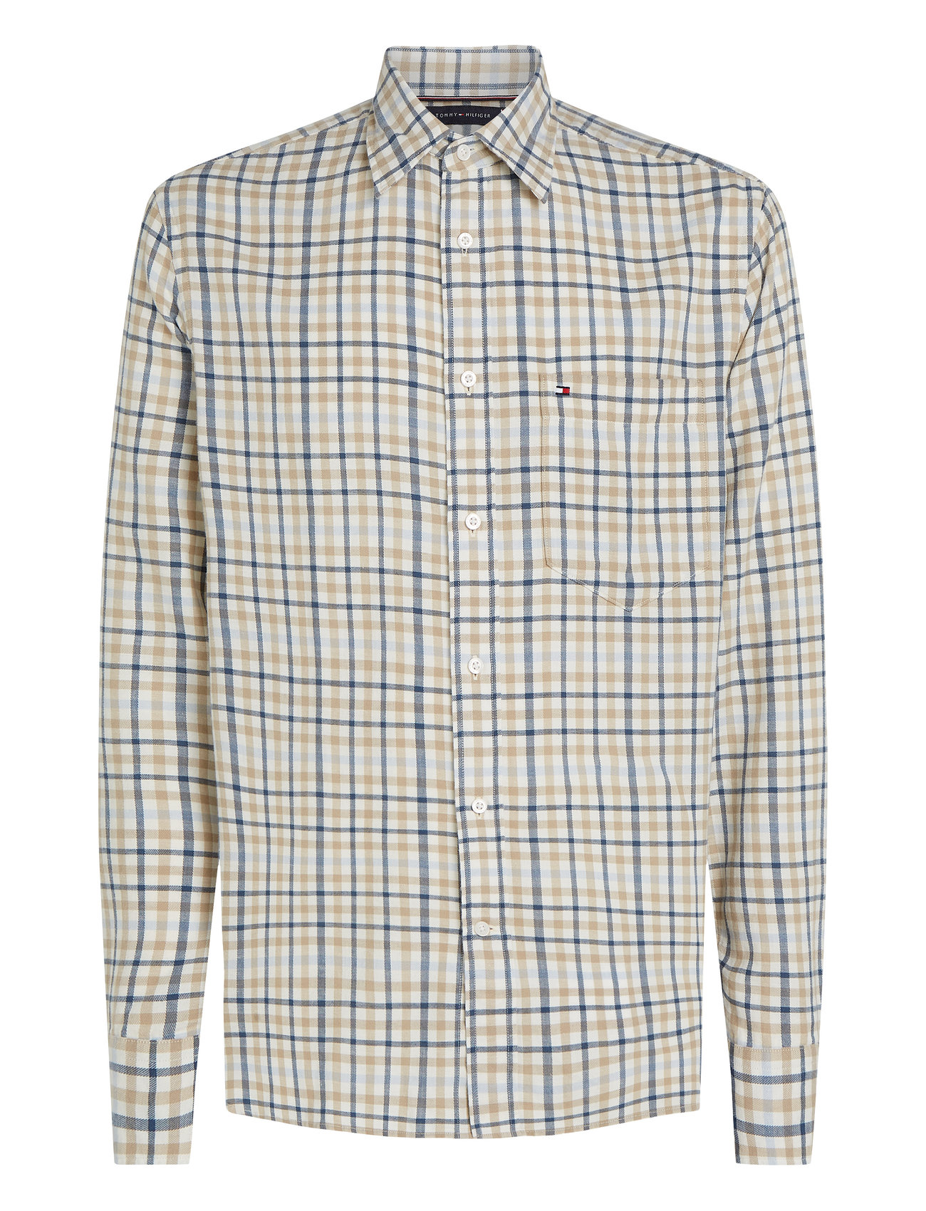 TOMMY HILFIGER Brushed Linen Gingham Rf Shirt Cream - S - Herren
