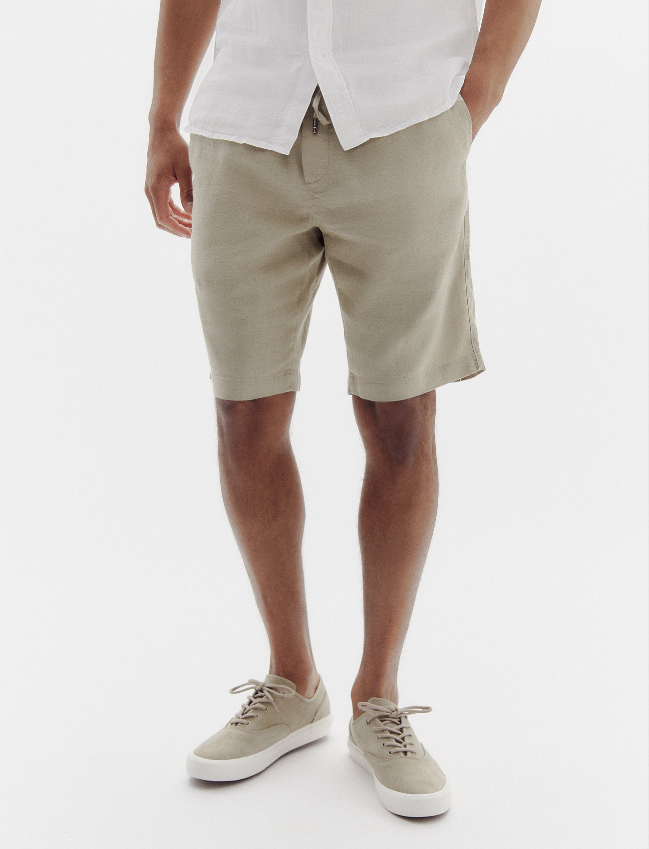 Tommy Hilfiger Harlem Po Linen Short, 30, Beige, Shorts > Linen Shorts, Herre
