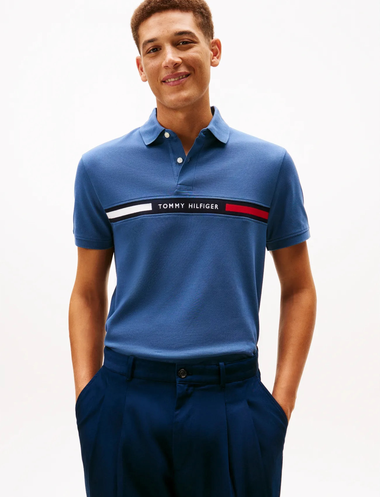 Tommy Hilfiger Hilfiger Chest Insert Reg Polo, S, Blue, Poloer > Kortærmede, Herre