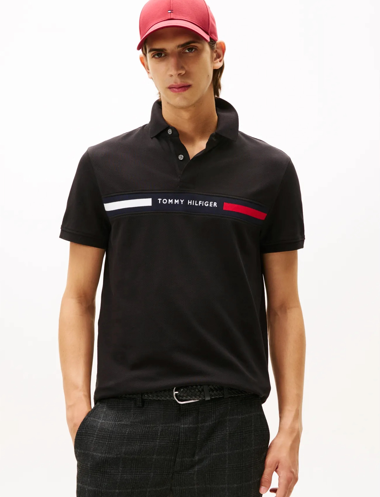 Tommy Hilfiger Hilfiger Chest Insert Reg Polo, L, Black, Poloer > Kortærmede, Herre