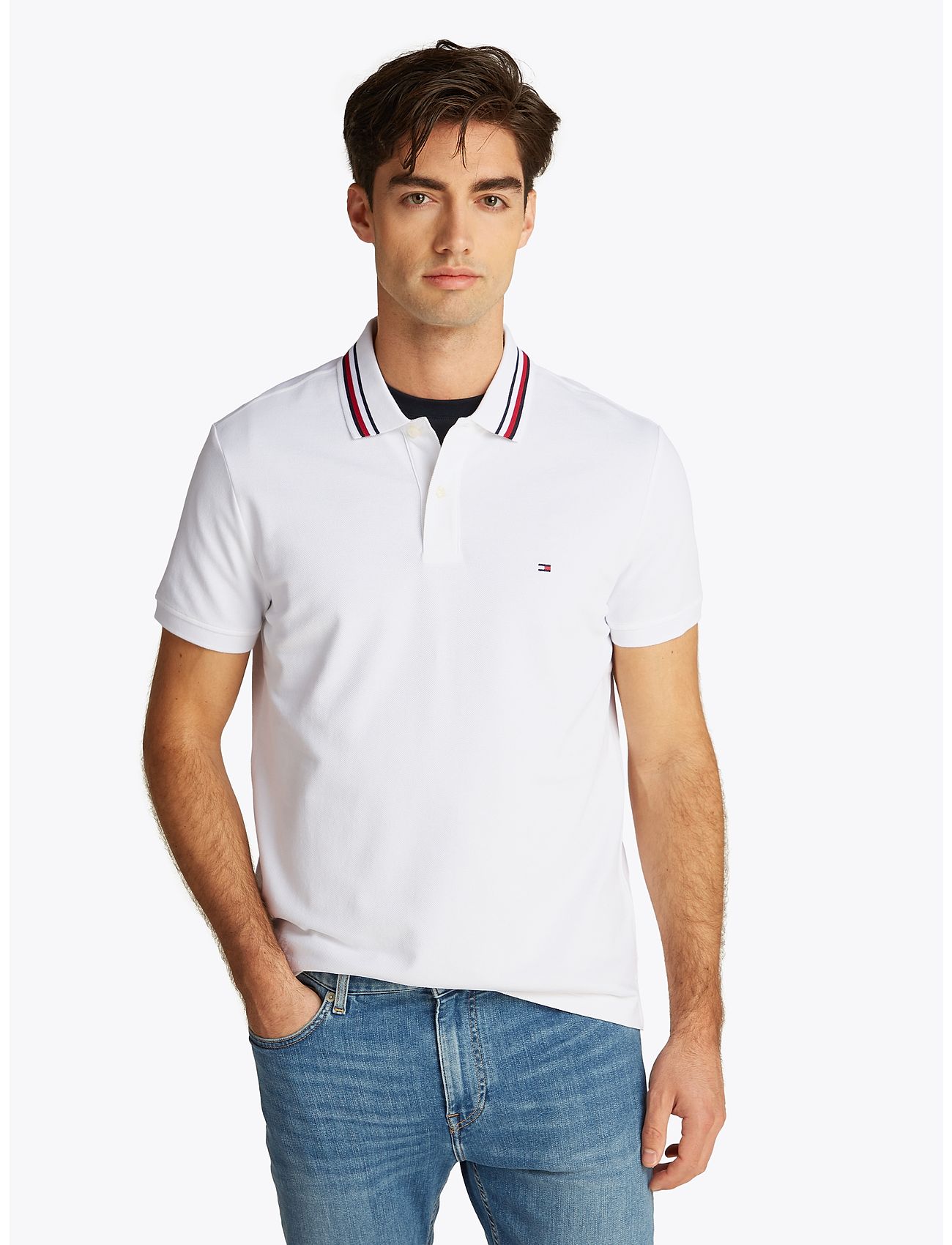 Tommy Hilfiger Rwb Collar Reg Polo, XL, White, Poloer > Kortærmede, Herre