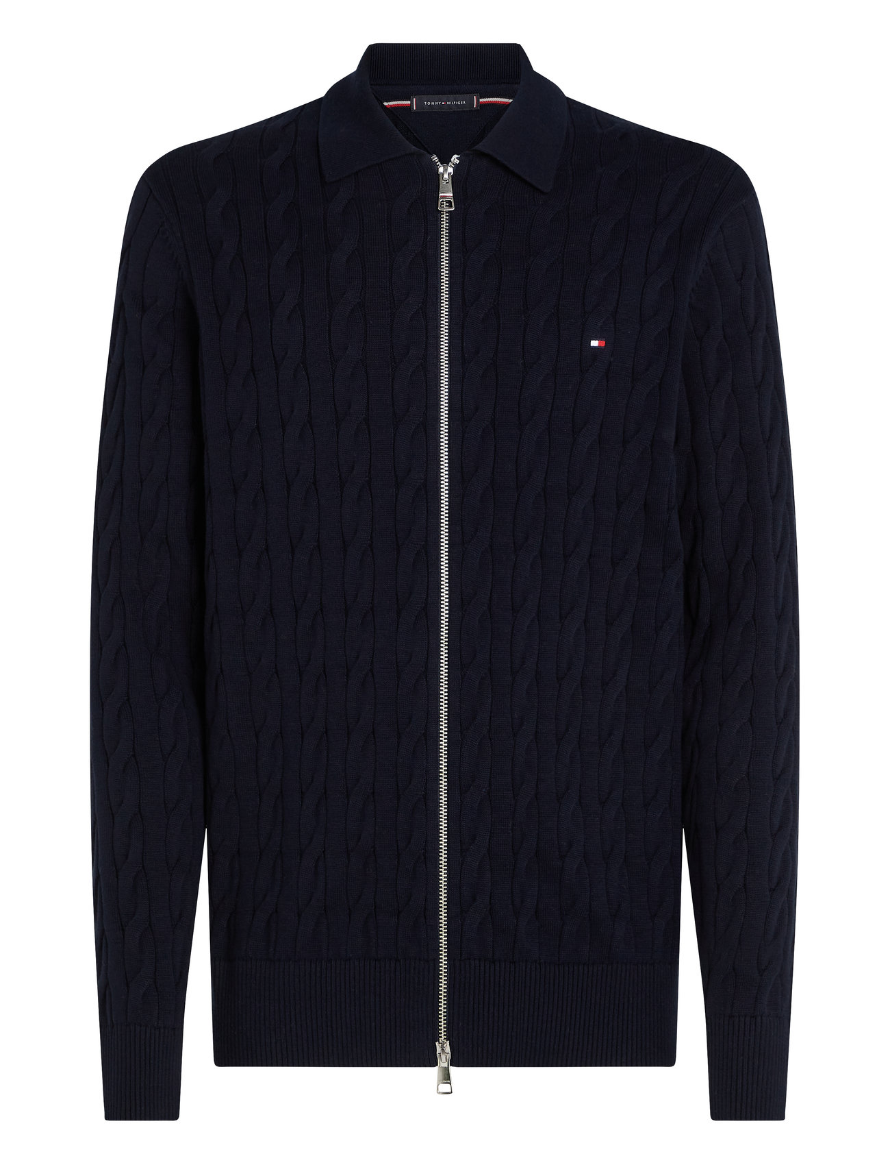 Tommy Hilfiger Classic Cable Polo Zip Through Marinblå