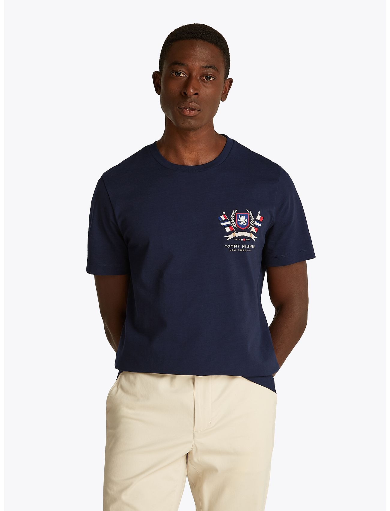Tommy Hilfiger Hilfiger Colour Crest Tee, S, Navy, T-Shirts > Kortærmede, Herre