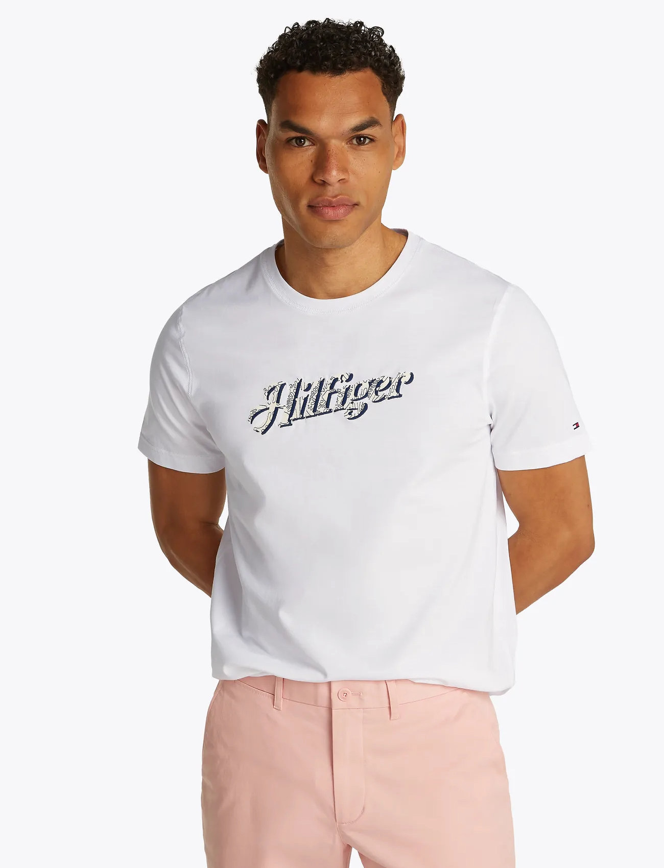 Tommy Hilfiger Hilfiger Summer Script Tee, L, White, T-Shirts > Kortærmede, Herre