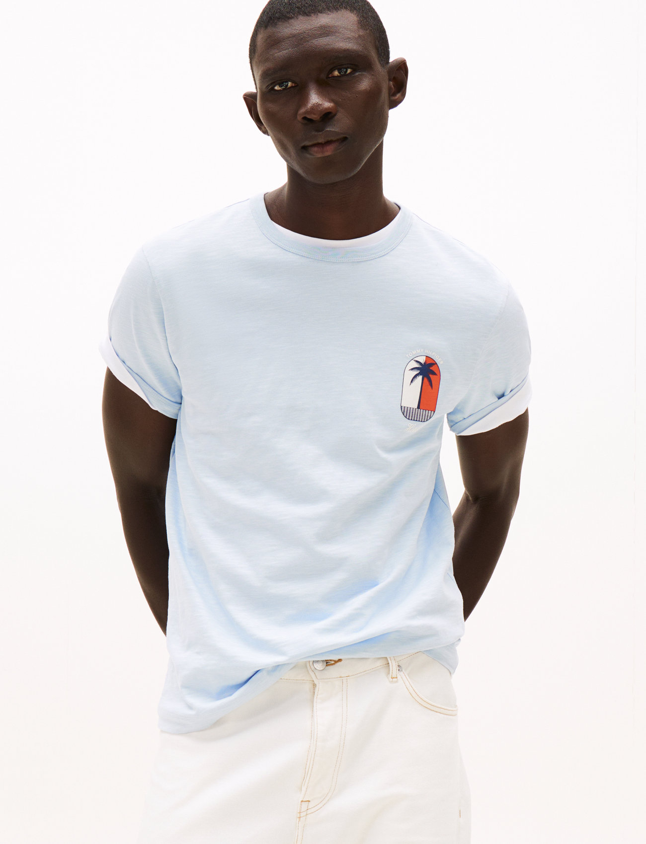 Tommy Hilfiger Palm Tree Label Tee, XL, White, T-Shirts > Kortærmede, Herre
