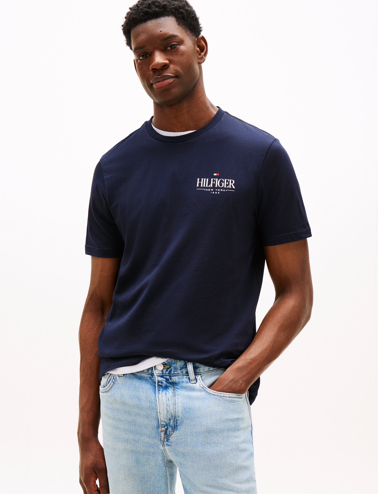 Tommy Hilfiger Hilfiger Stack Tee, XL, Navy, T-Shirts > Kortærmede, Herre