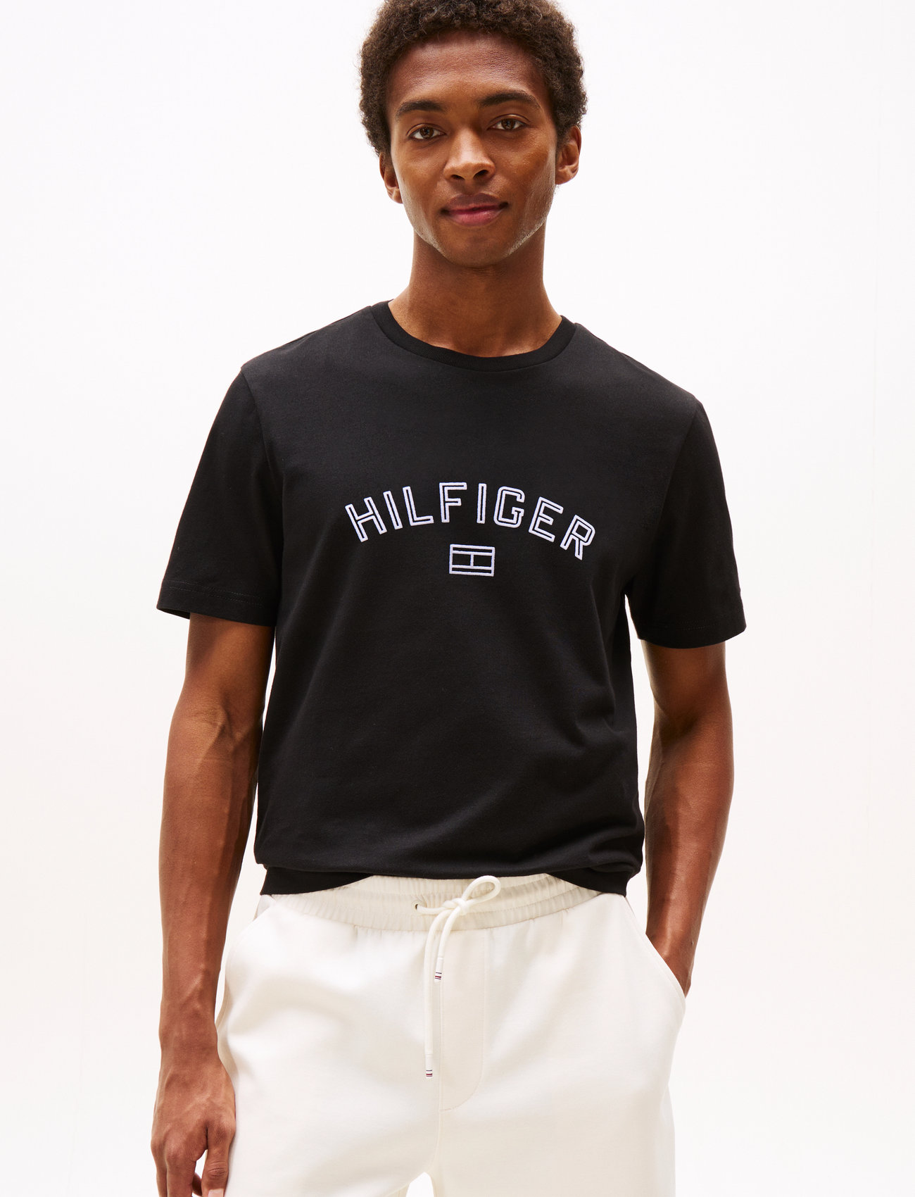 Tommy Hilfiger Hilfiger Flock Tee, XL, Black, T-Shirts > Kortærmede, Herre