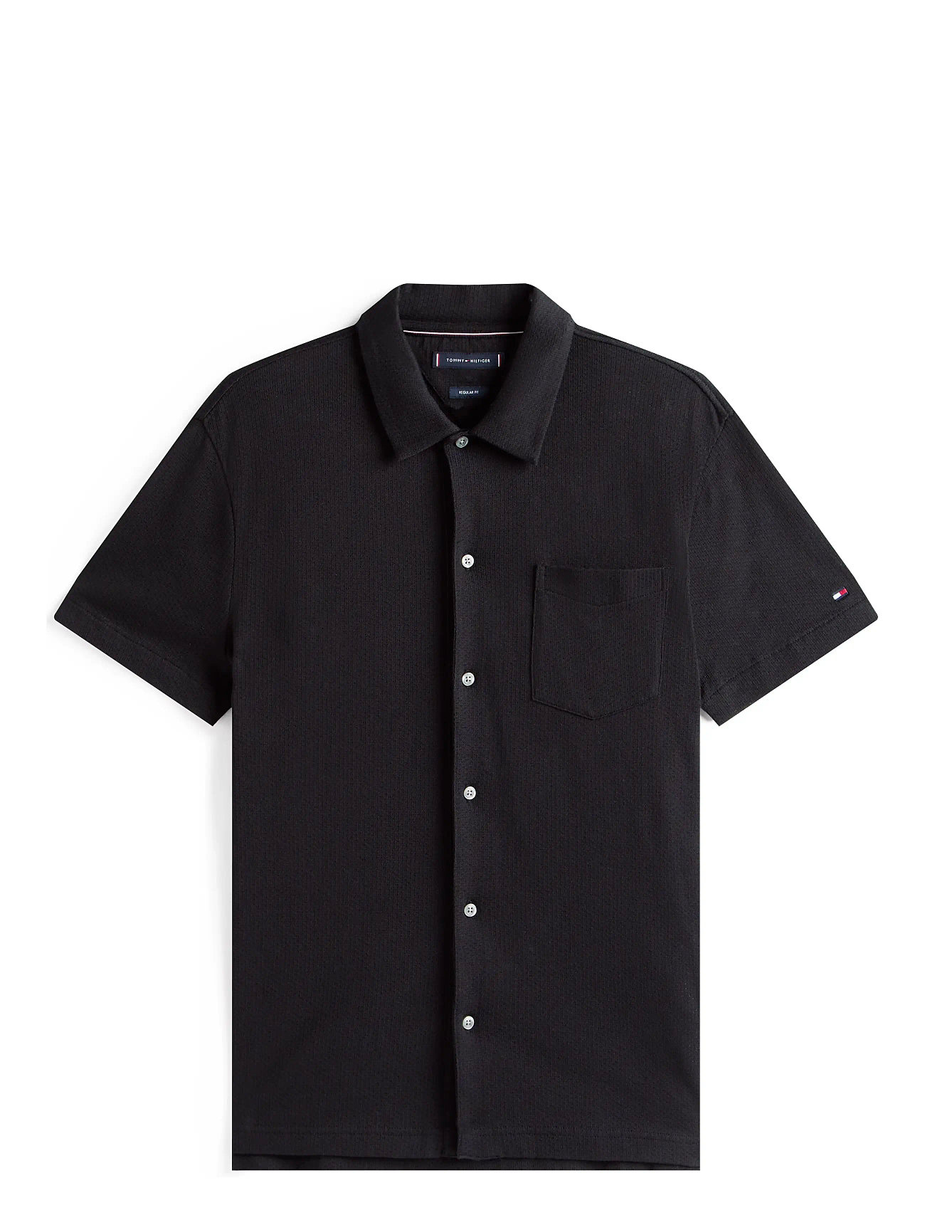 TOMMY HILFIGER Open Knit Full Placket Reg Polo Schwarz - XXXL - Herren