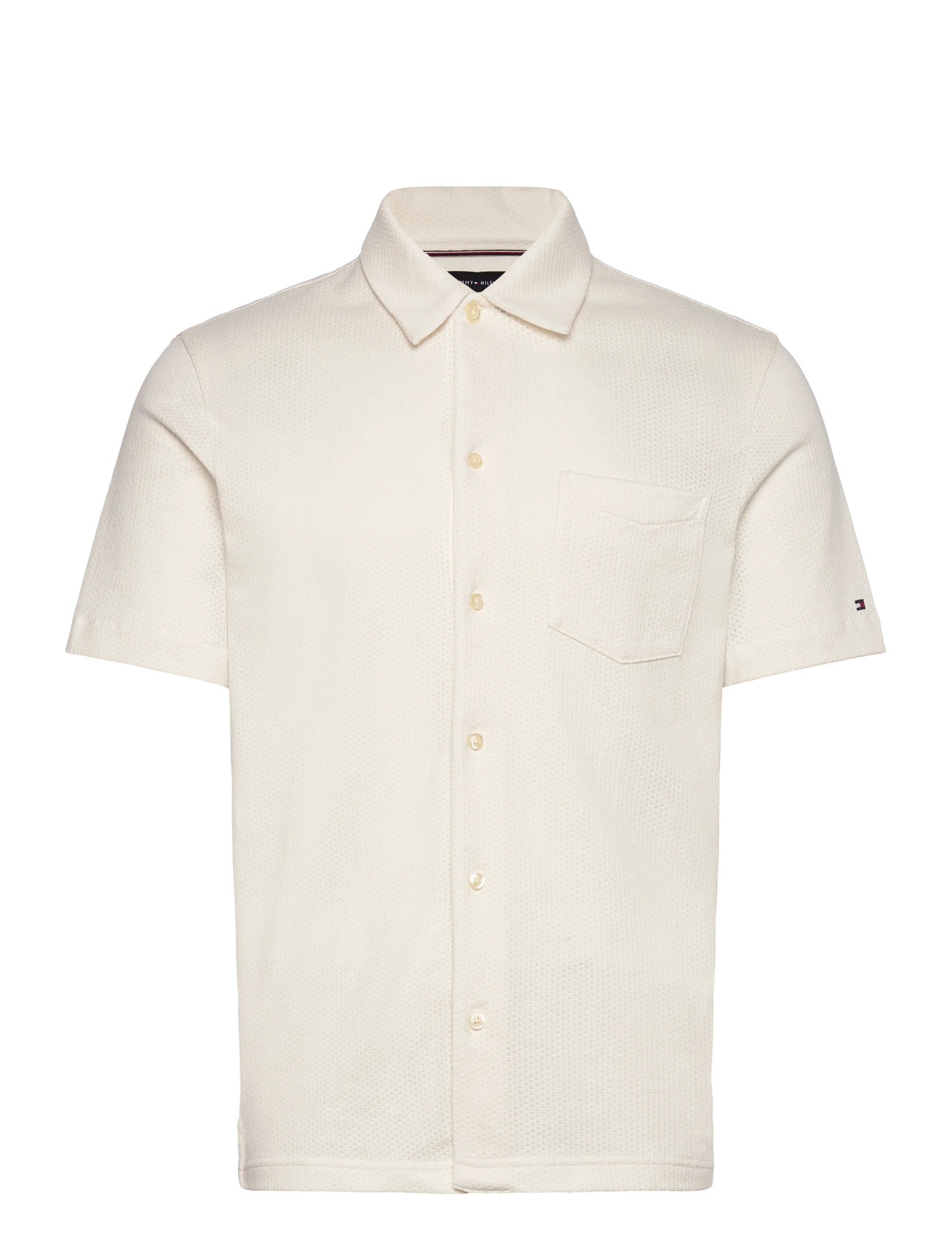 TOMMY HILFIGER Open Knit Full Placket Reg Polo Cream - XXL - Herren