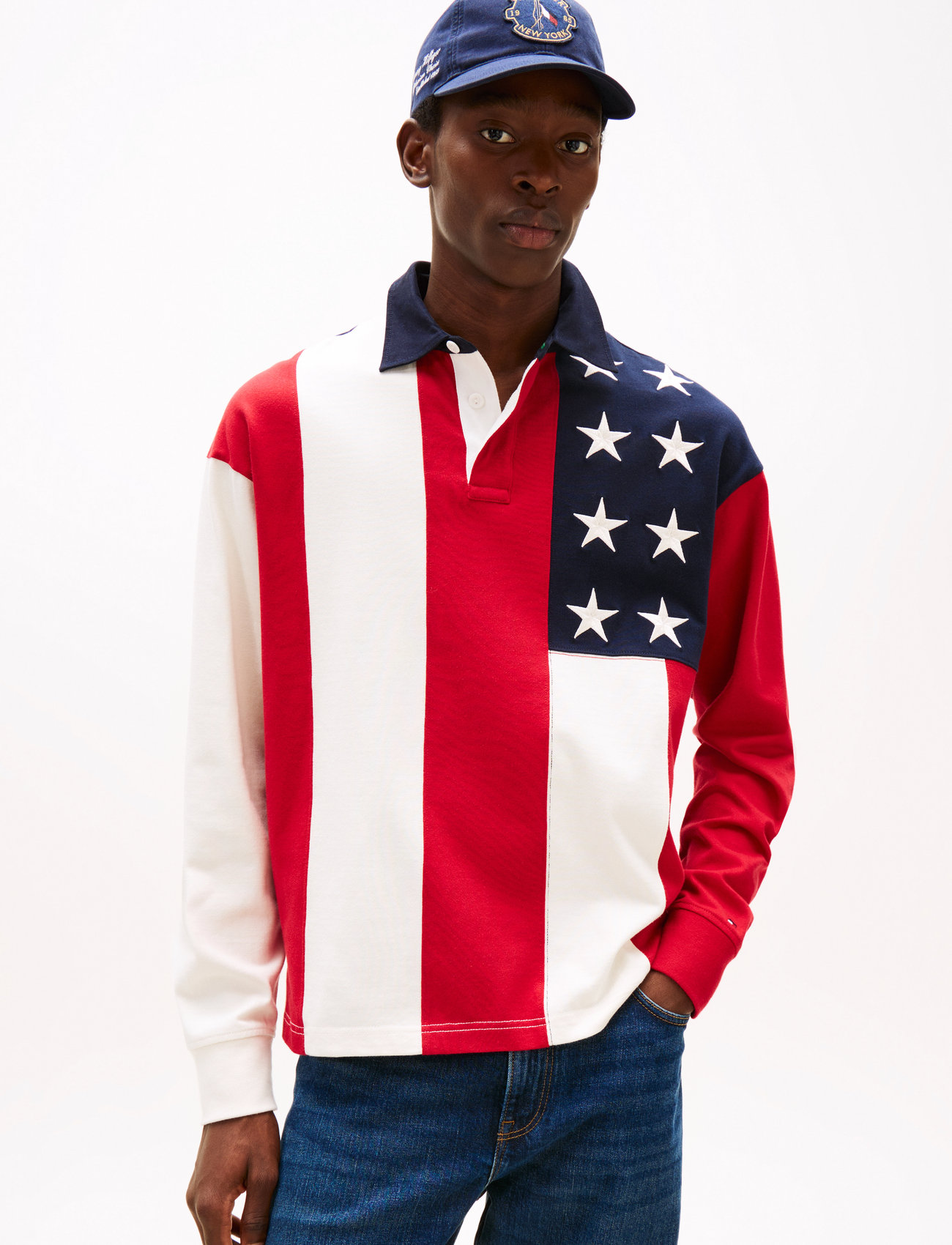 Tommy Hilfiger Americana Flag Rugby, M, Multi/patterned, Sweatshirts & Hættetrøjer > Sweatshirts, Herre