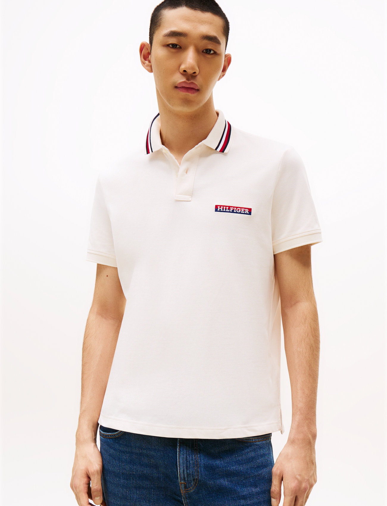 Tommy Hilfiger Hilfiger Tipped Reg Polo, M, White, Poloer > Kortærmede, Herre