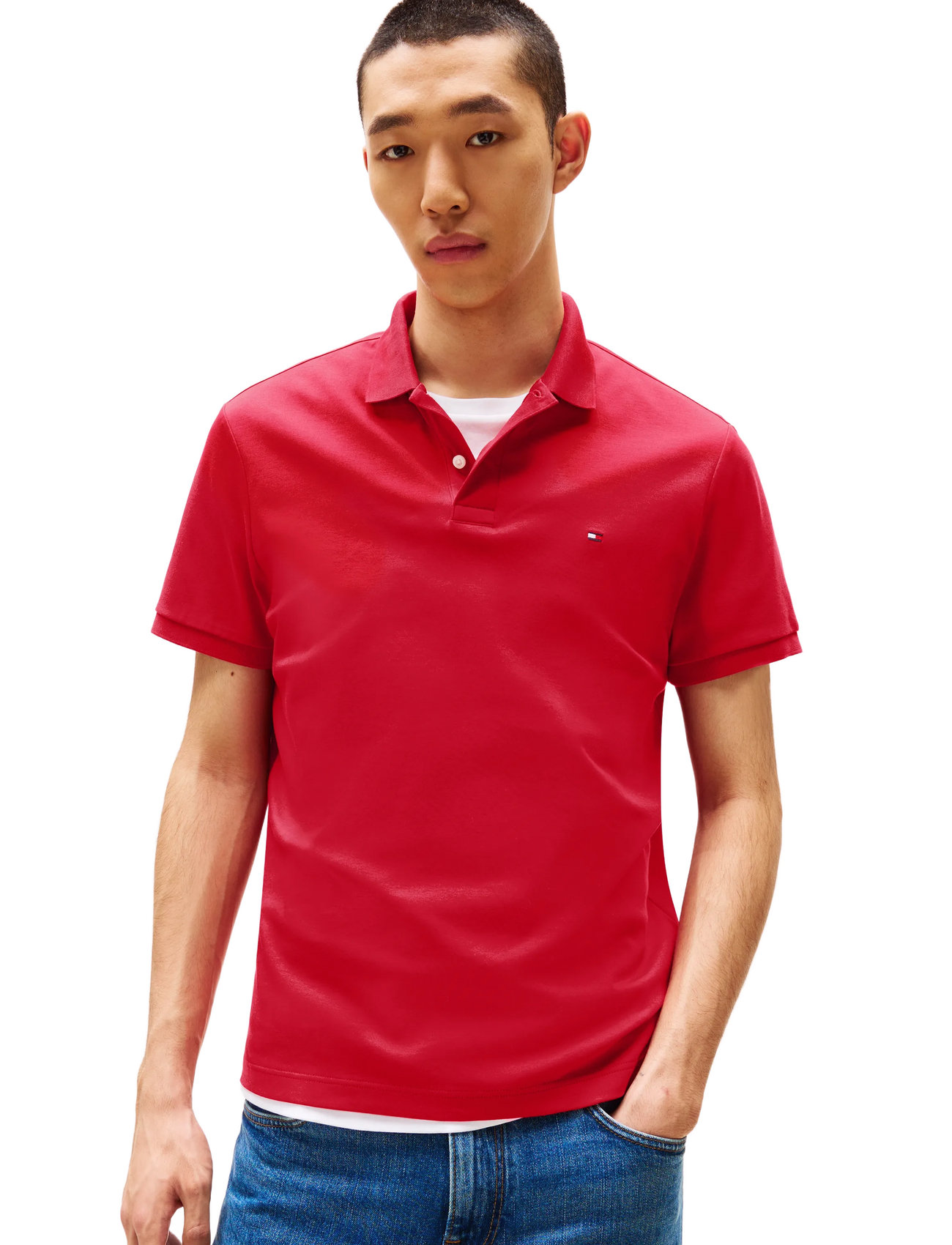 Tommy Hilfiger Liquid Cotton Reg Seasonal Polo, S, Red, Poloer > Kortærmede, Herre