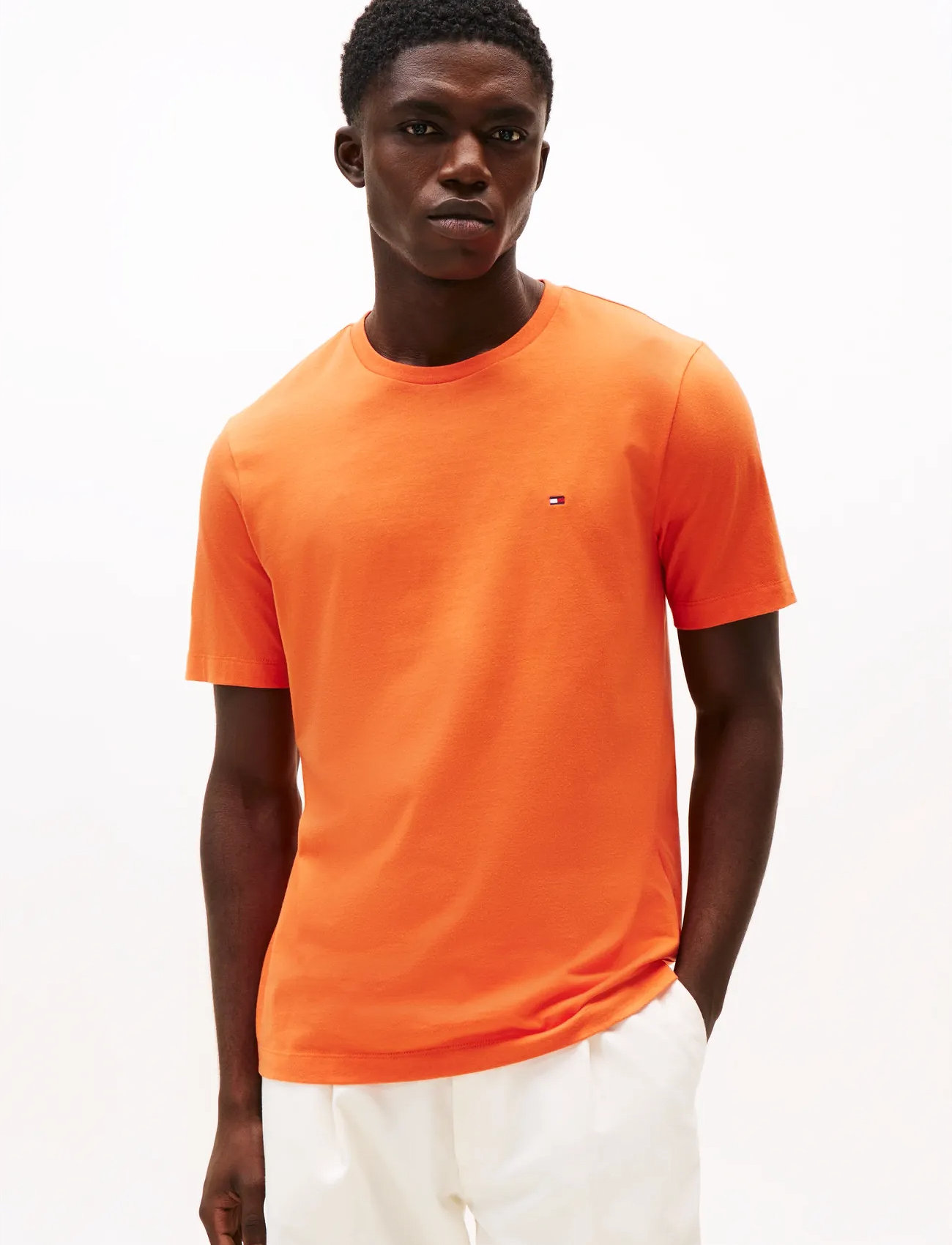 Tommy Hilfiger Ess Seasonal Reg Fit Solid Tee, M, Orange, T-Shirts > Kortærmede, Herre