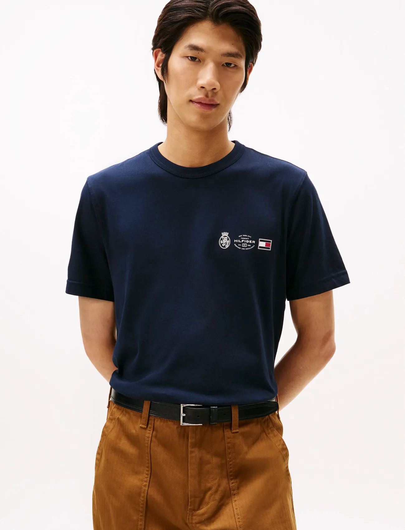 Tommy Hilfiger Small Crest Outline Tee, M, Navy, T-Shirts > Kortærmede, Herre