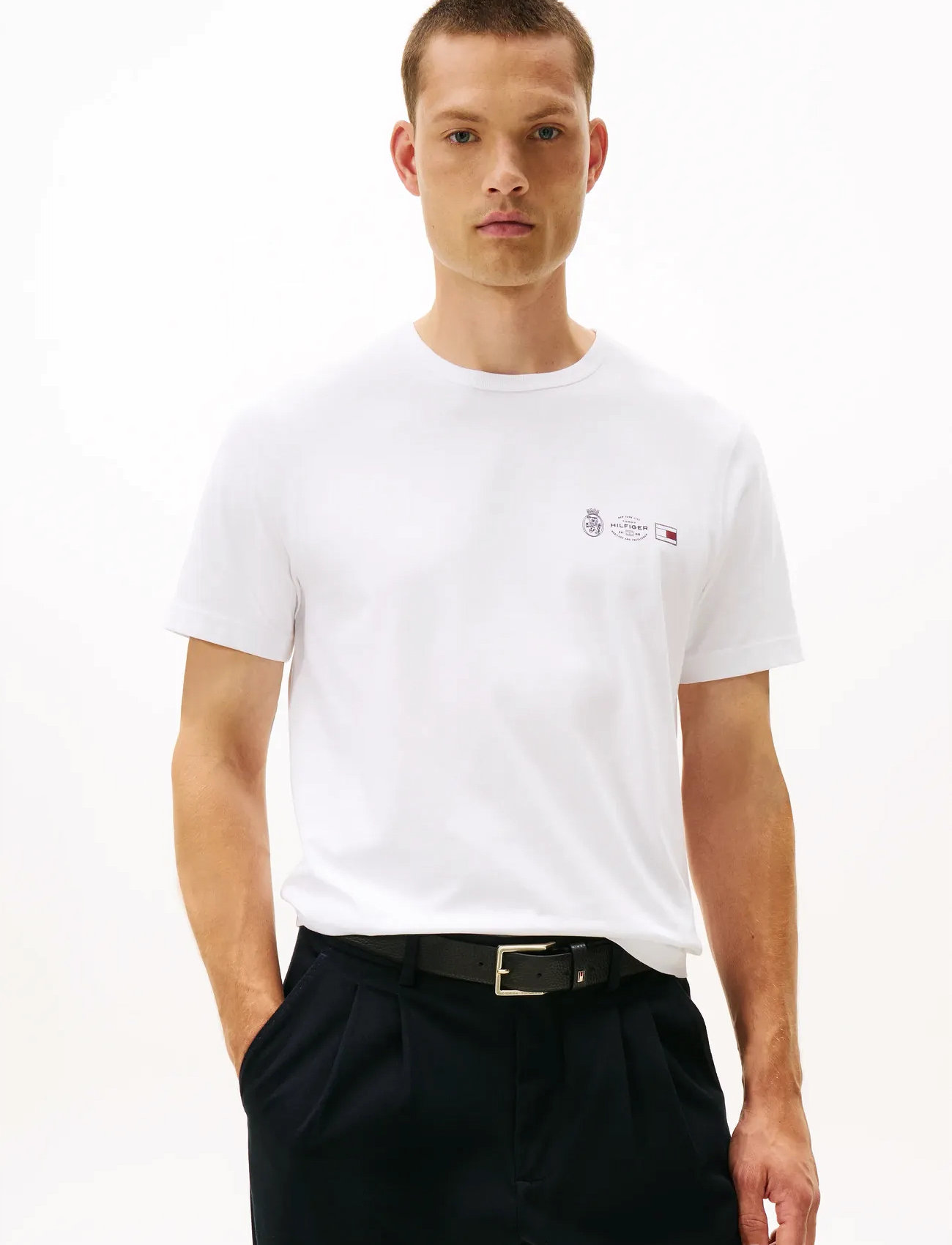 Tommy Hilfiger Small Crest Outline Tee, XXL, White, T-Shirts > Kortærmede, Herre