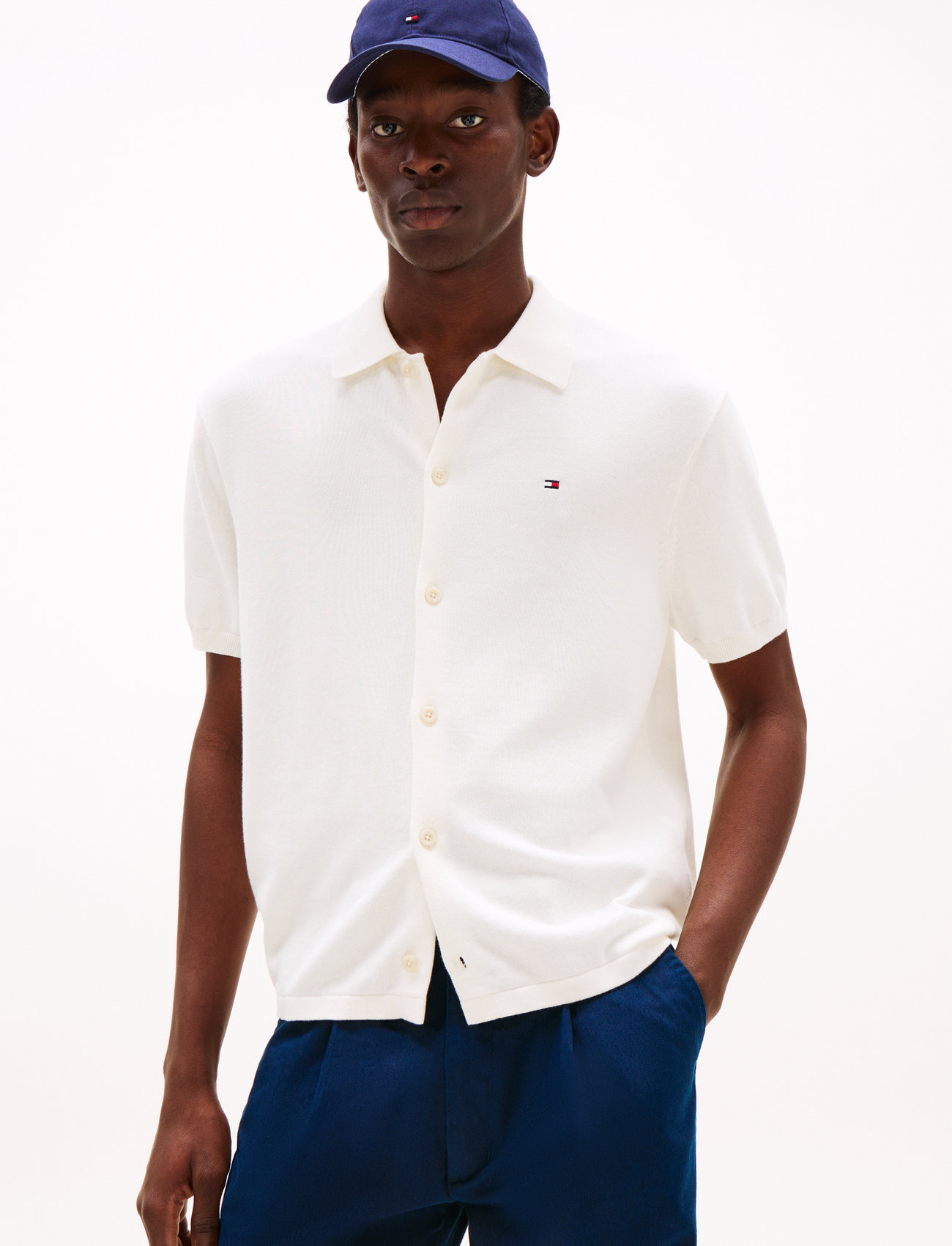Tommy Hilfiger Essential Cotton Ss Over Shirt, M, White, Skjorter > Kortærmede Shirts, Herre