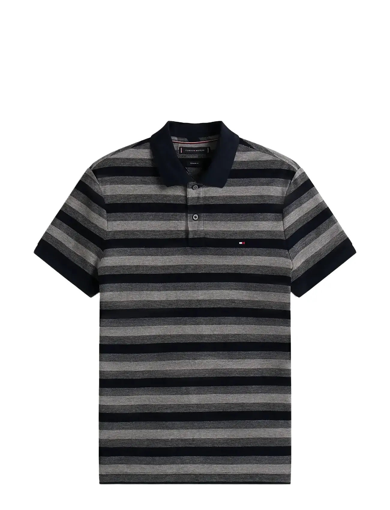 TOMMY HILFIGER Stripe Structure Reg Polo Schwarz - S - Herren