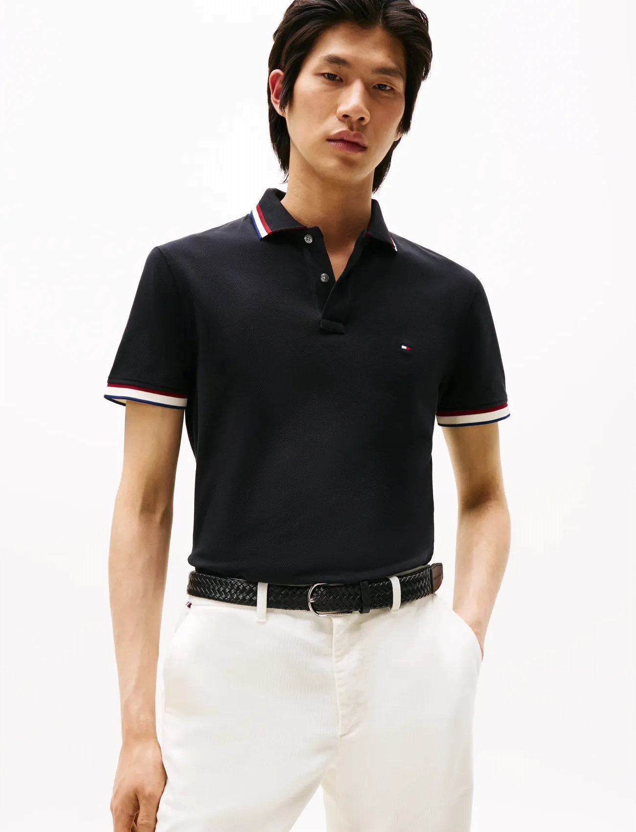 Tommy Hilfiger Cuff Interest Slim Fit Polo, 3XL, Black, Poloer > Kortærmede, Herre