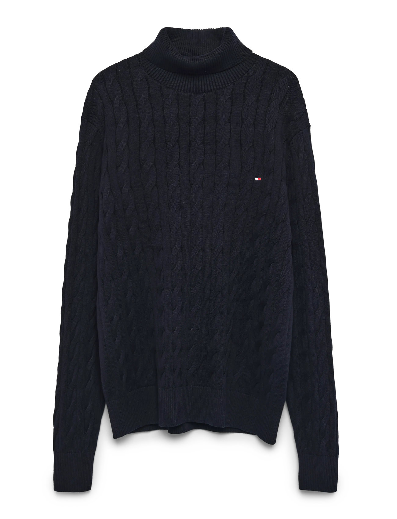 Tommy Hilfiger Classic Cotton Cable Roll Neck, L, Navy, Strik > Rullekraves, Herre