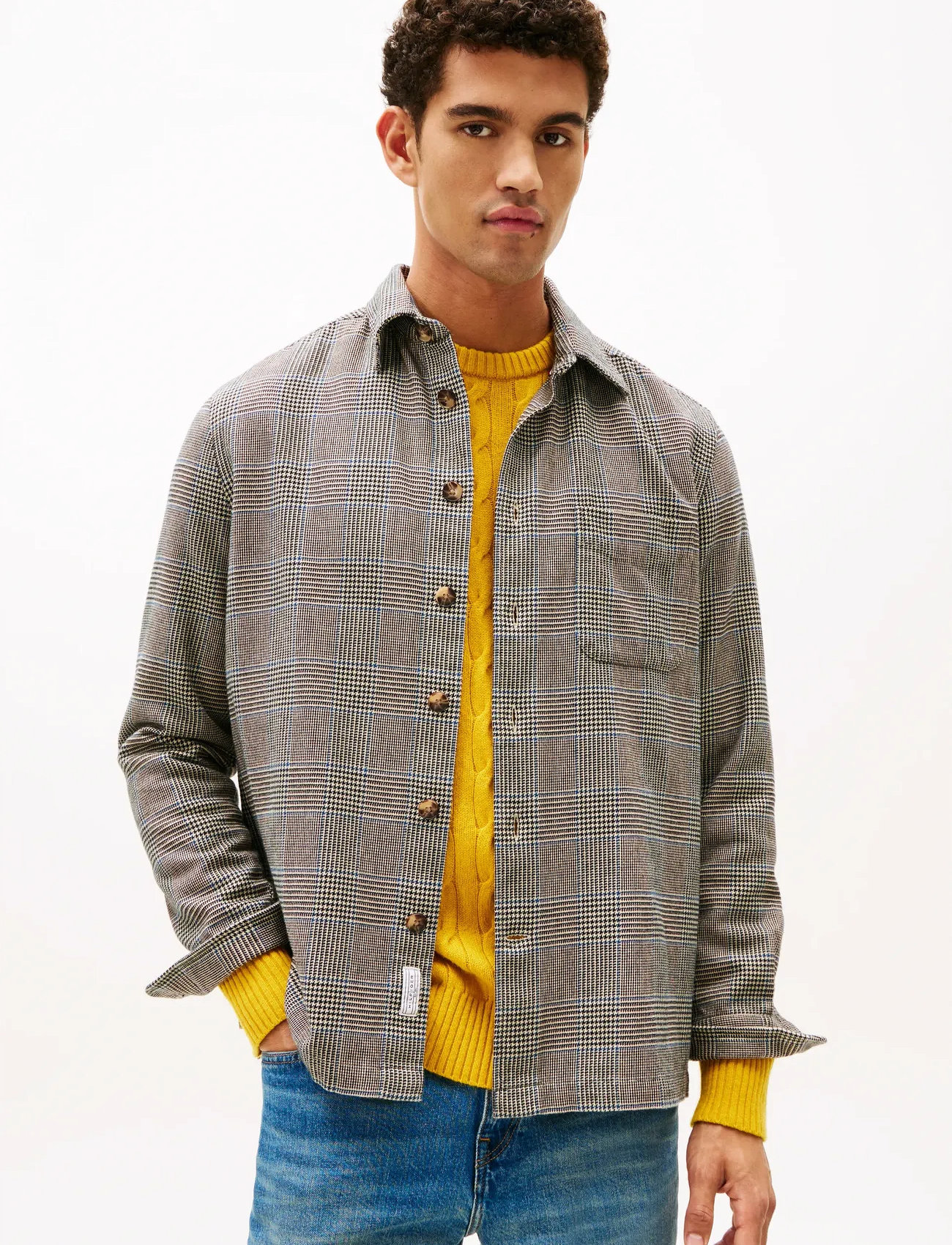 Tommy Hilfiger Flannel Prince Of Wales Shirt, 3XL, Grey, Shirts > Flannel Shirts, Herre