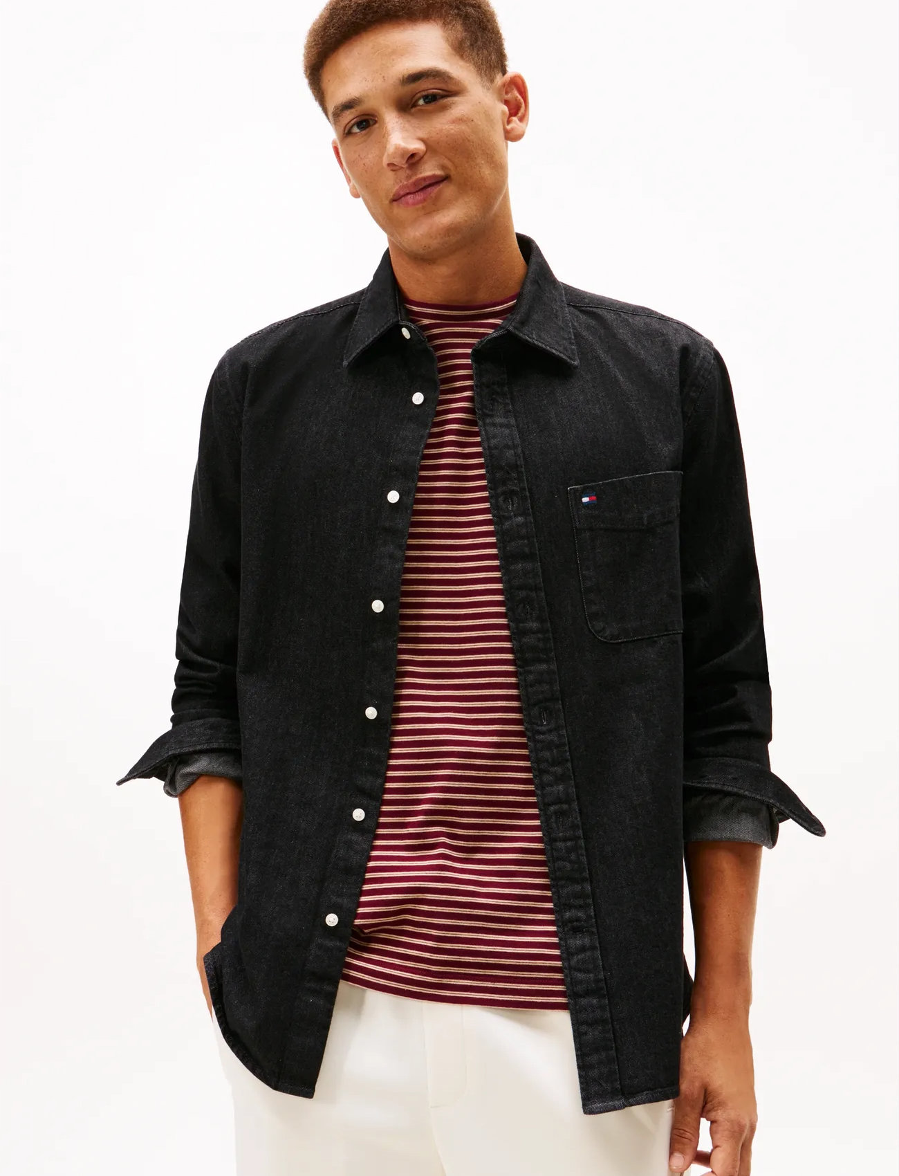 Tommy Hilfiger Denim Rf Shirt, L, Black, Skjorter > Afslappet Shirts, Herre