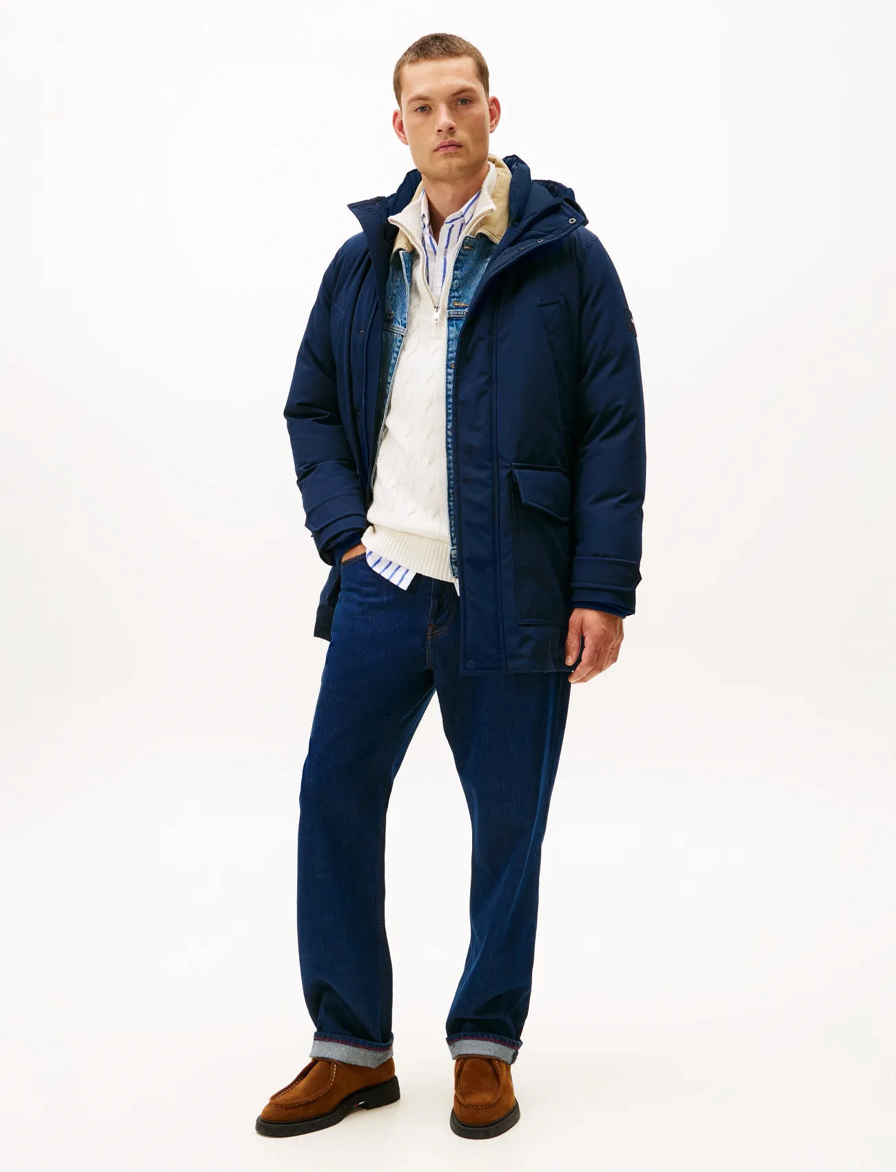 Tommy Hilfiger Rockie Down Parka, L, Navy, Jakker > Parkaer, Herre