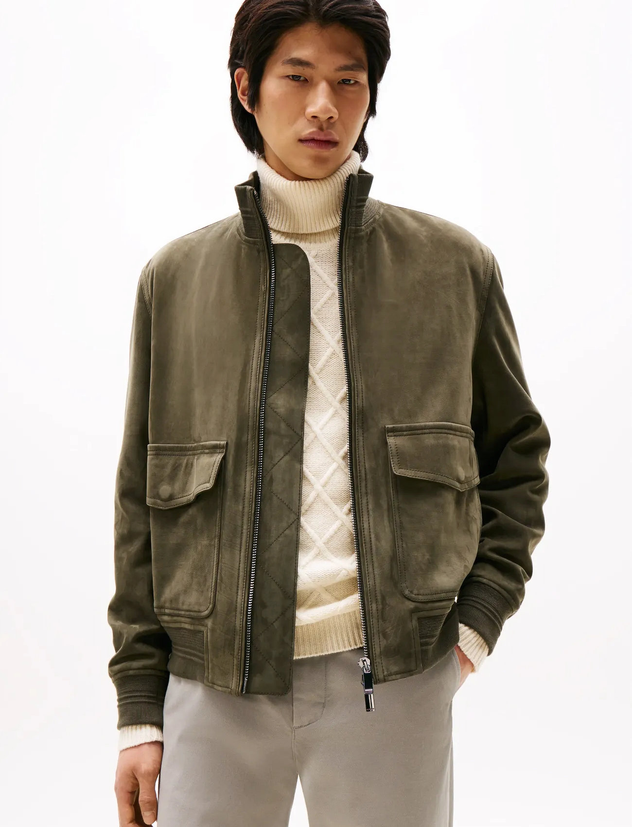 Tommy Hilfiger Dc Leather Jacket, XL, Khaki green, Jakker > Læder, Herre