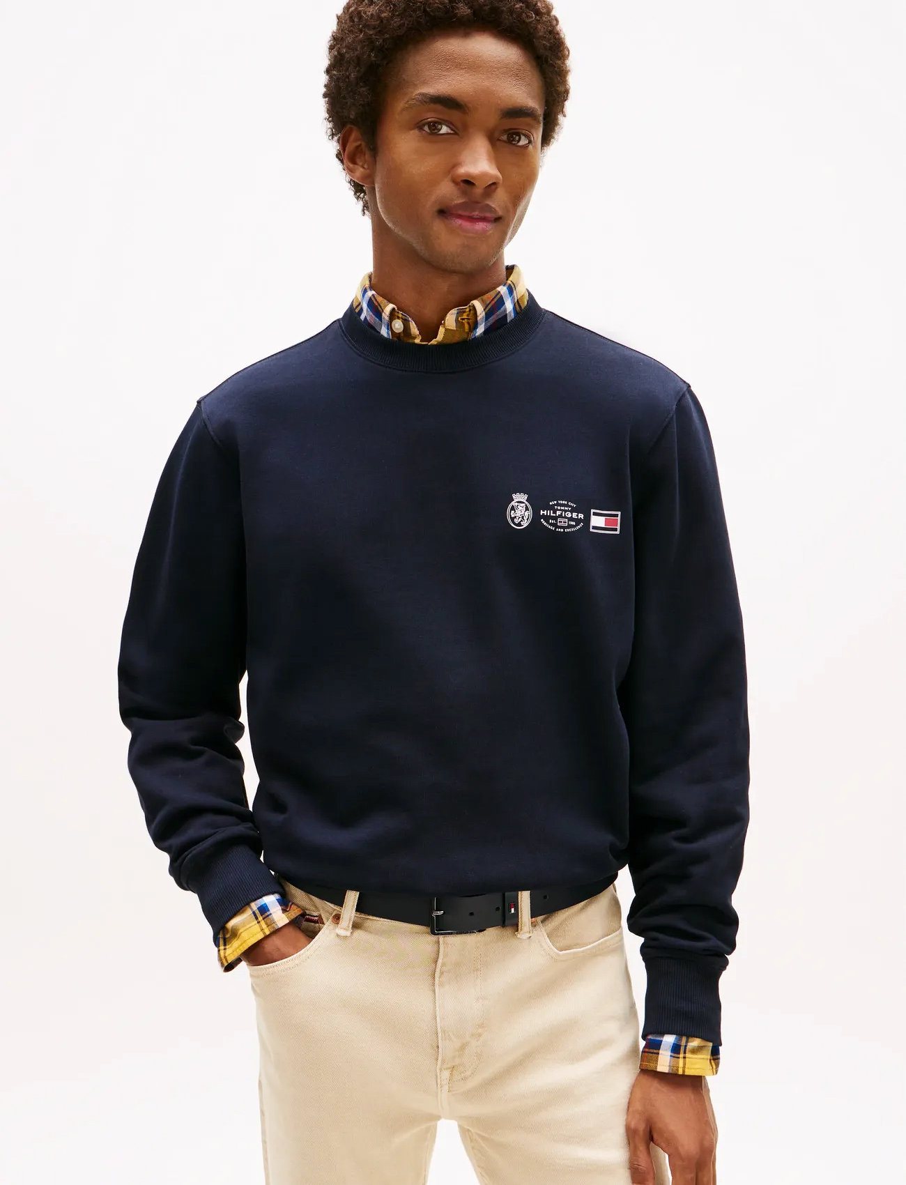 Tommy Hilfiger Small Crest Outline Crew Neck, M, Navy, Sweatshirts & Hættetrøjer > Sweatshirts, Herre