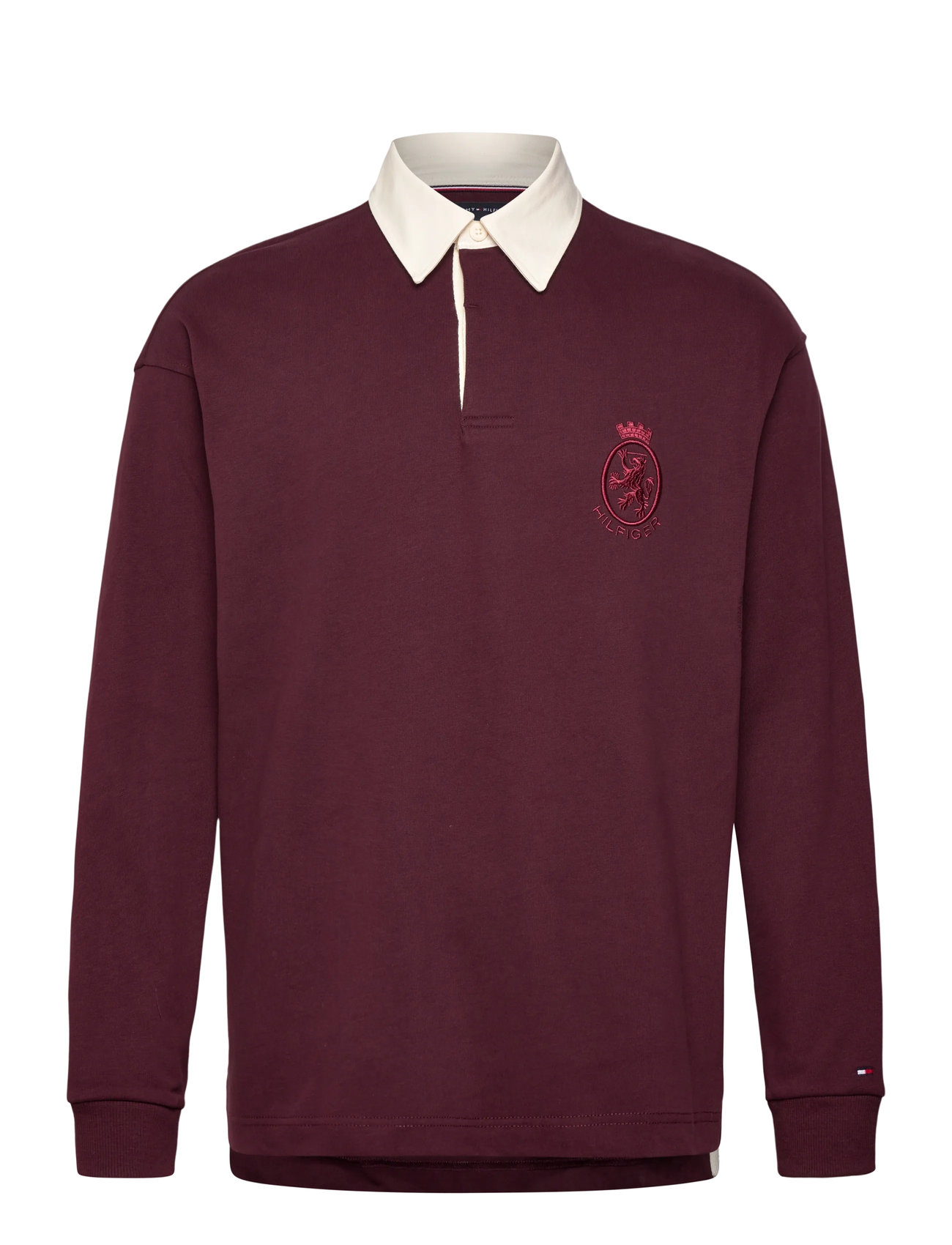 TOMMY HILFIGER Peached Crest Solid Rugby Burgundy - L - Herren