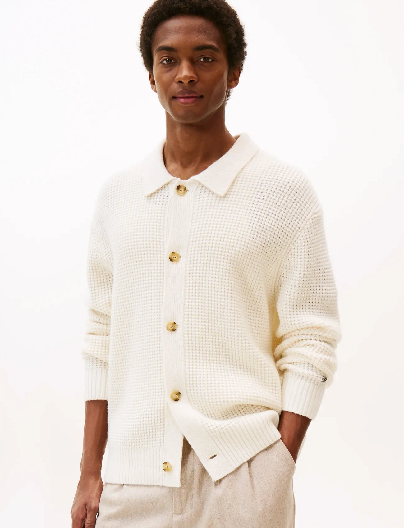 Tommy Hilfiger Dc Button Up Cardigan, XL, White, Strik > Cardigans, Herre