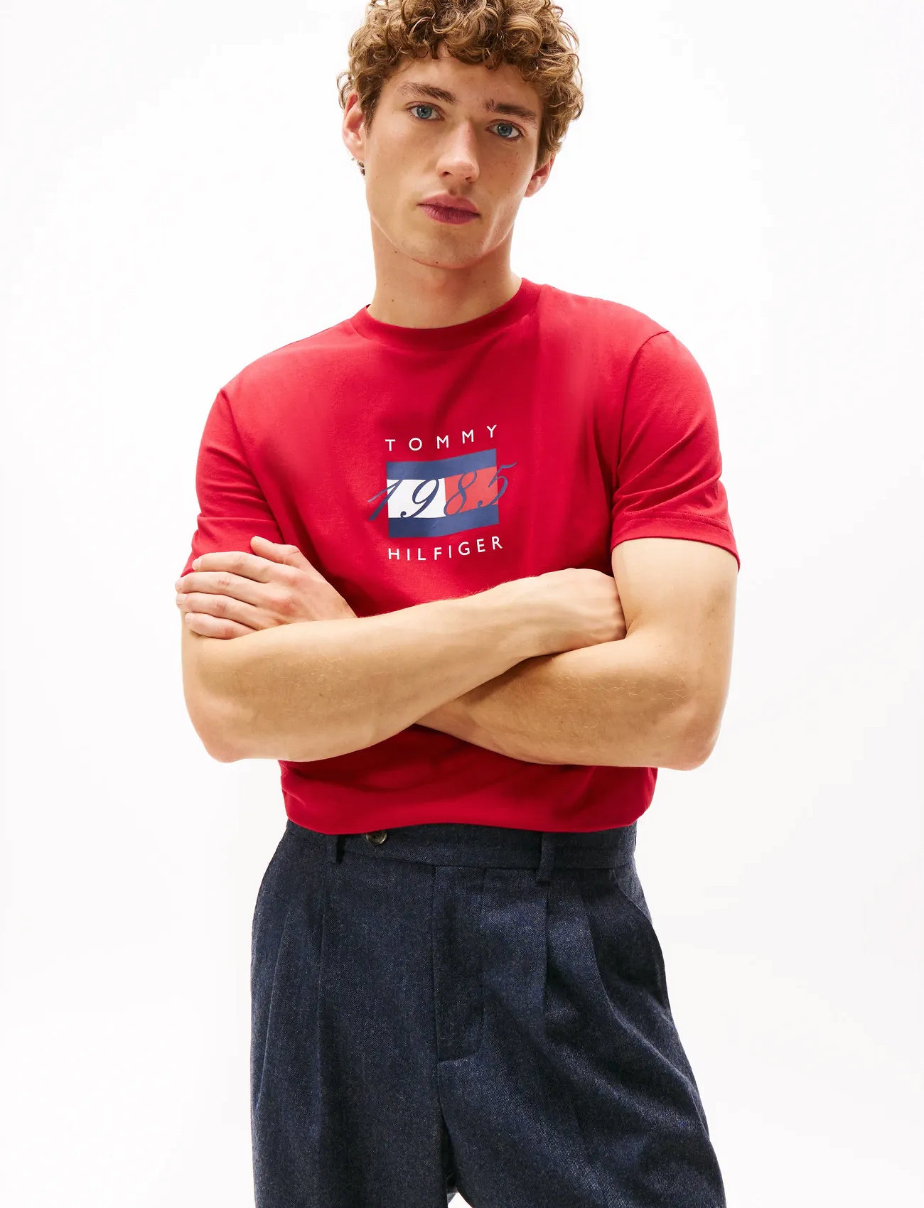 Tommy Hilfiger Linear Flag Graphic Tee, M, Red, T-Shirts > Kortærmede, Herre