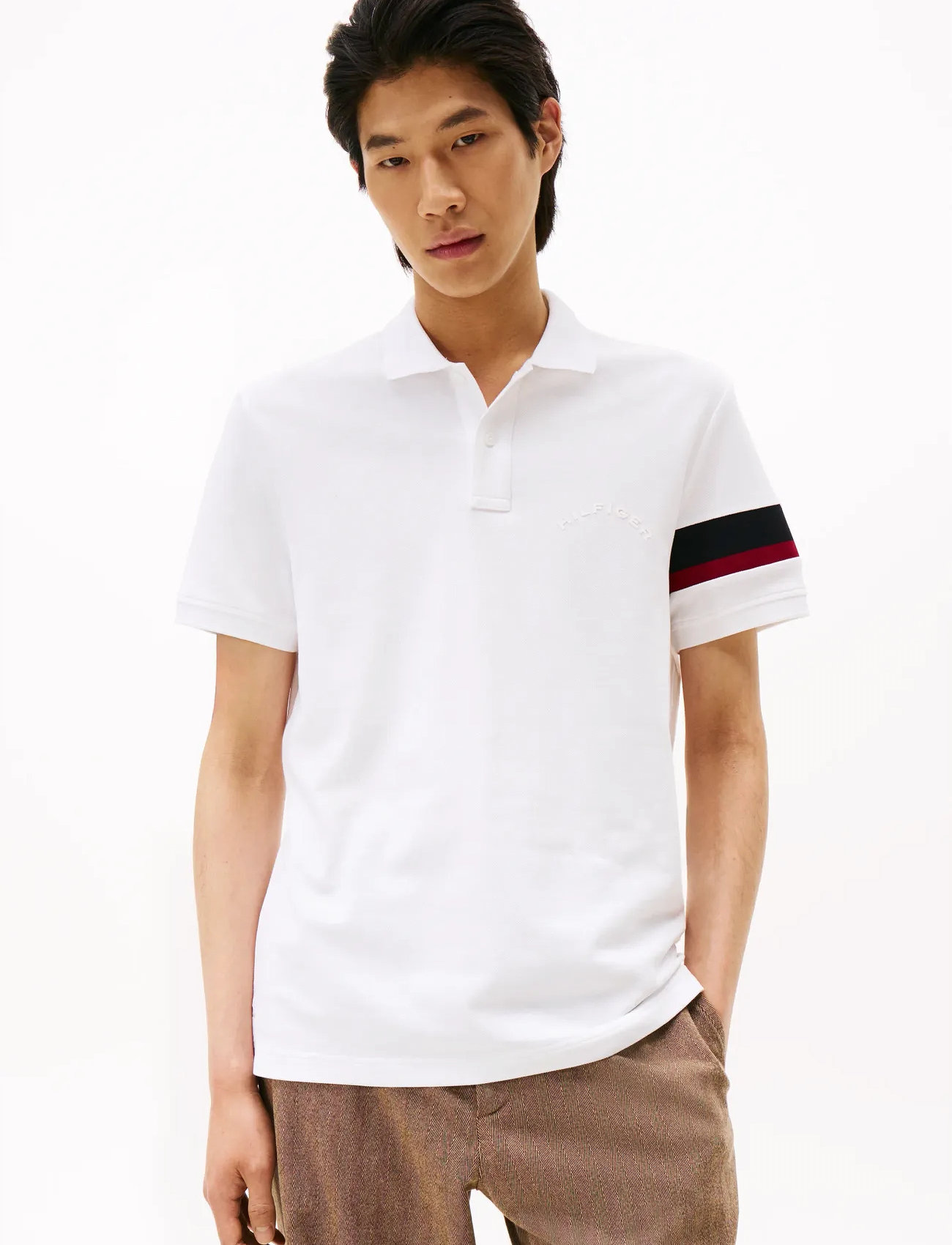 Tommy Hilfiger Rwb Sleeve Tape Reg Polo, XL, White, Poloer > Kortærmede, Herre