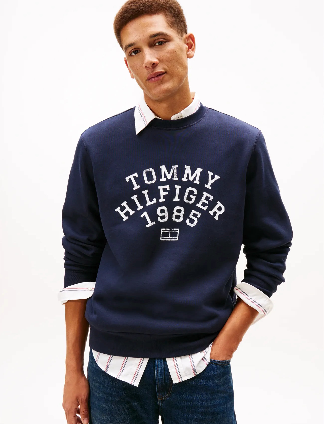 Tommy Hilfiger Hilfiger Arch Sweatshirt, L, Navy, Sweatshirts & Hættetrøjer > Sweatshirts, Herre