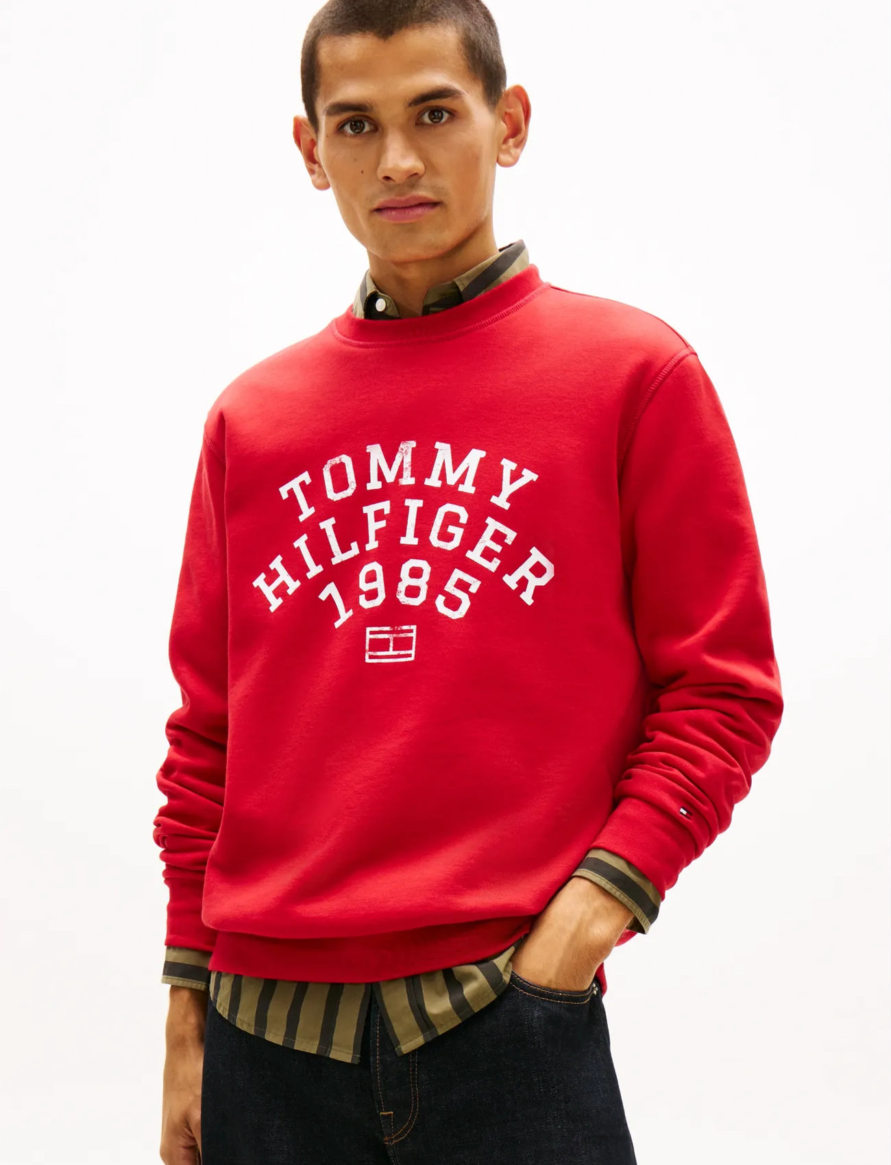 Tommy Hilfiger Hilfiger Arch Sweatshirt, M, Red, Sweatshirts & Hættetrøjer > Sweatshirts, Herre