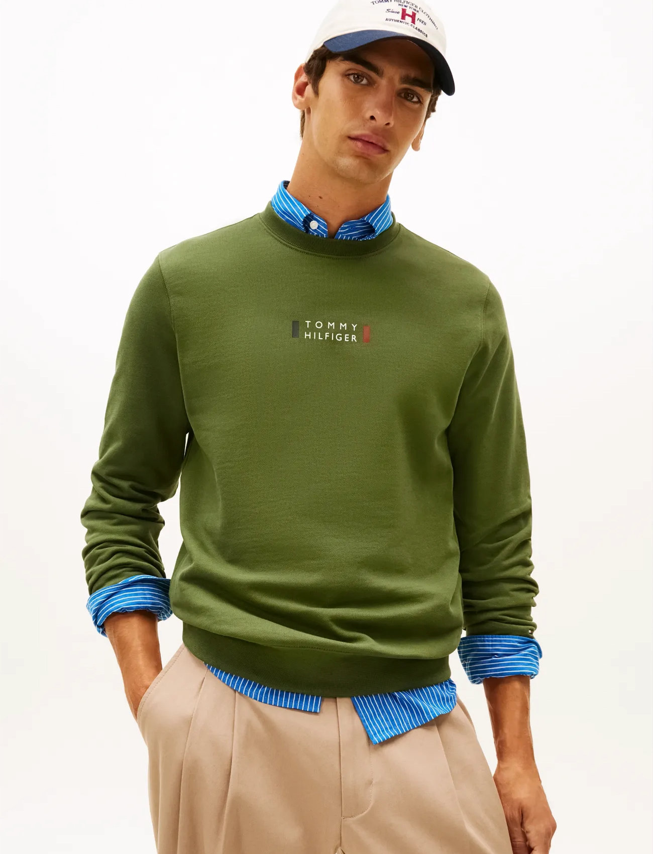 Tommy Hilfiger Brand Love Sweatshirt, S, Khaki green, Sweatshirts & Hættetrøjer > Sweatshirts, Herre