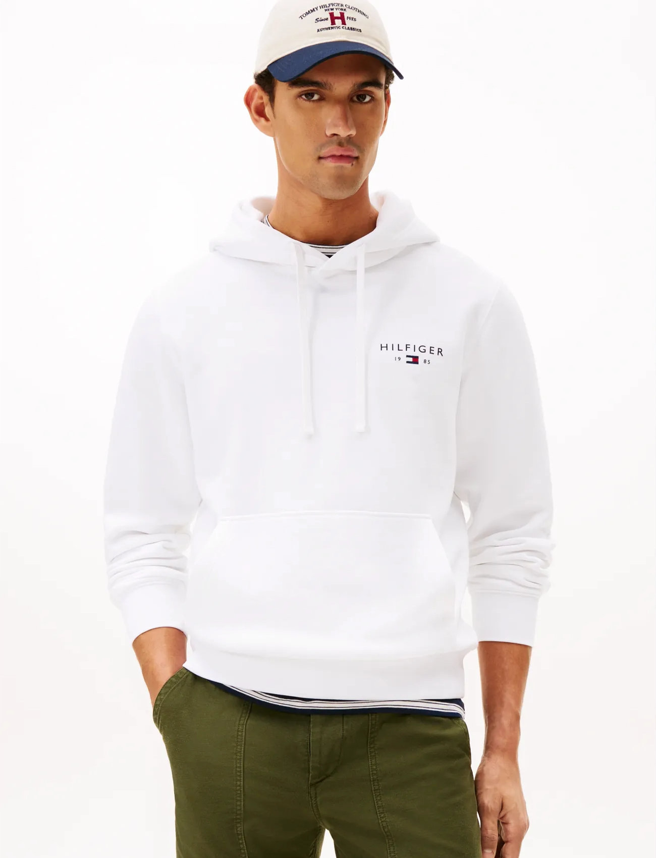 Tommy Hilfiger Brand Love Small Hilfiger Hoodie, XXL, White, Sweatshirts & Hættetrøjer > Hættetrøjer, Herre
