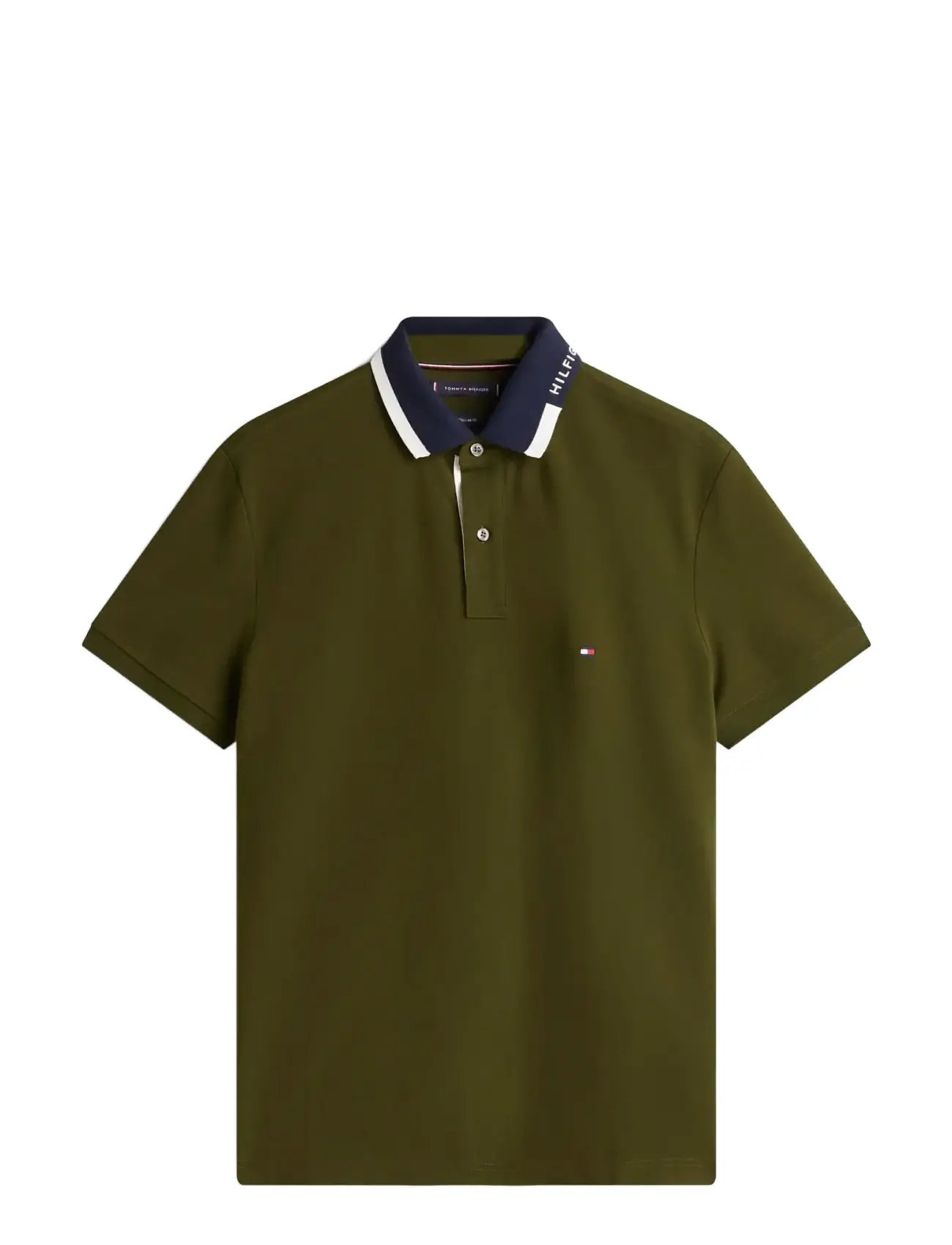 TOMMY HILFIGER Pique Grafic Collar Reg Polo Khaki - M - Herren