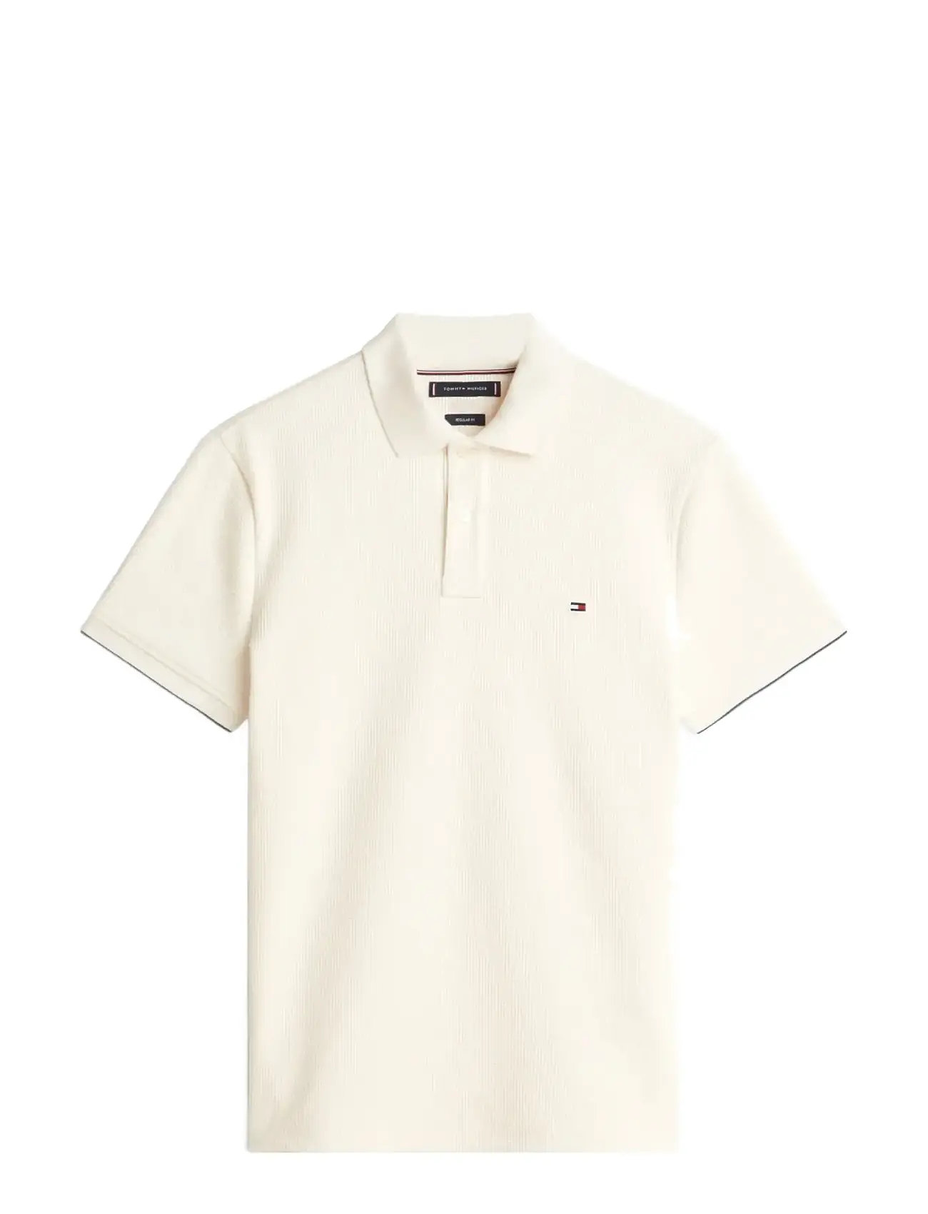 TOMMY HILFIGER Seersucker Reg Polo Cream - M - Herren