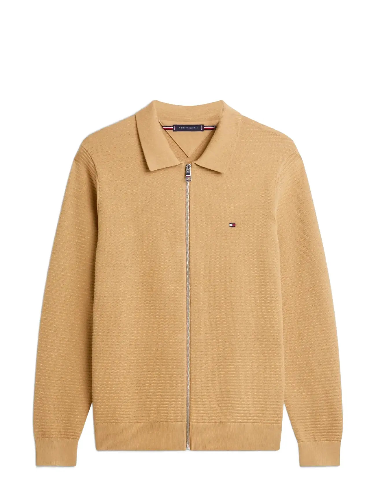 TOMMY HILFIGER Seasonal Structure Zip Thru Polo Beige - L - Herren