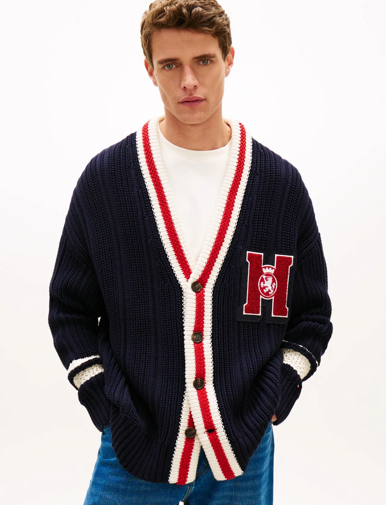 Tommy Hilfiger Letterman Cardigan, XXL, Navy, Strik > Cardigans, Herre