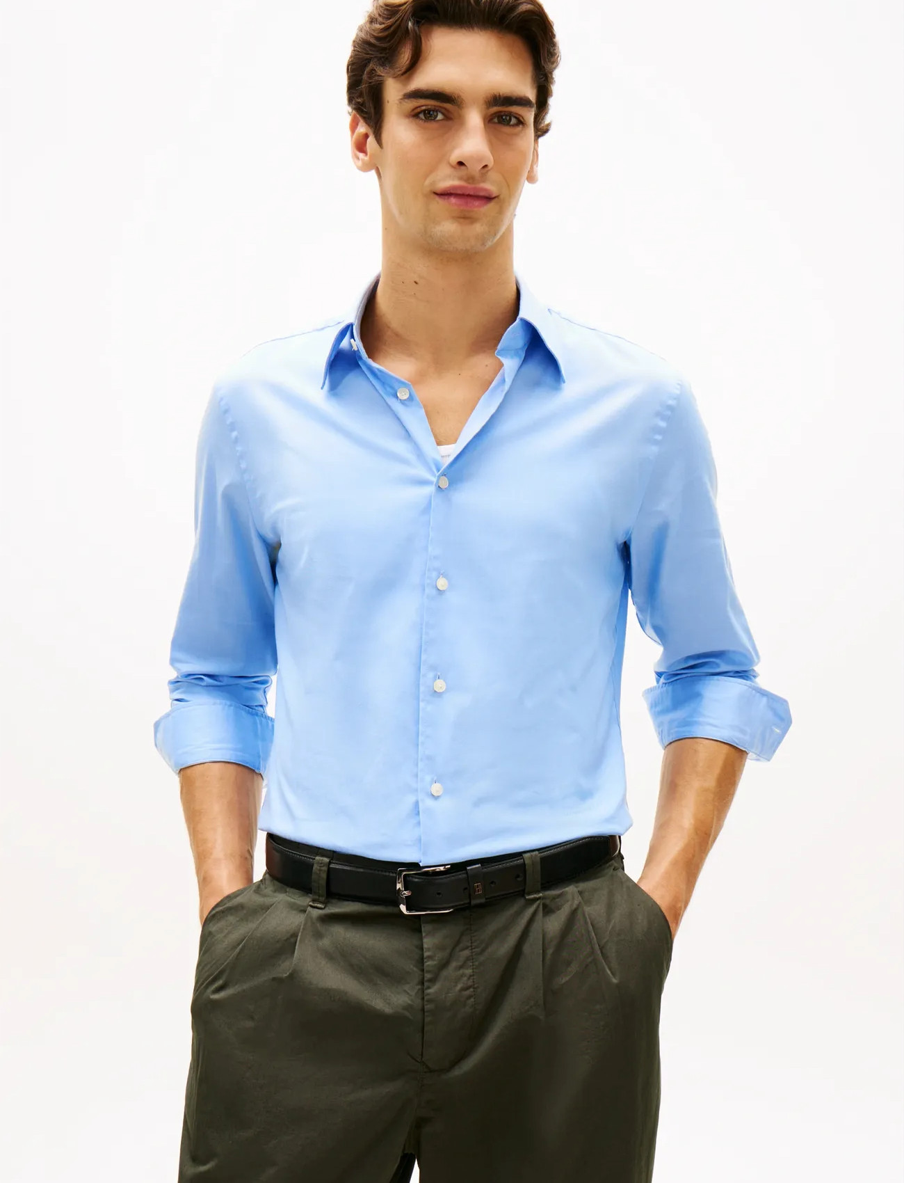 Tommy Hilfiger Dc Flex Collar Bd Twill Shirt, R/43, Blue, Shirts > Oxford Shirt, Herre