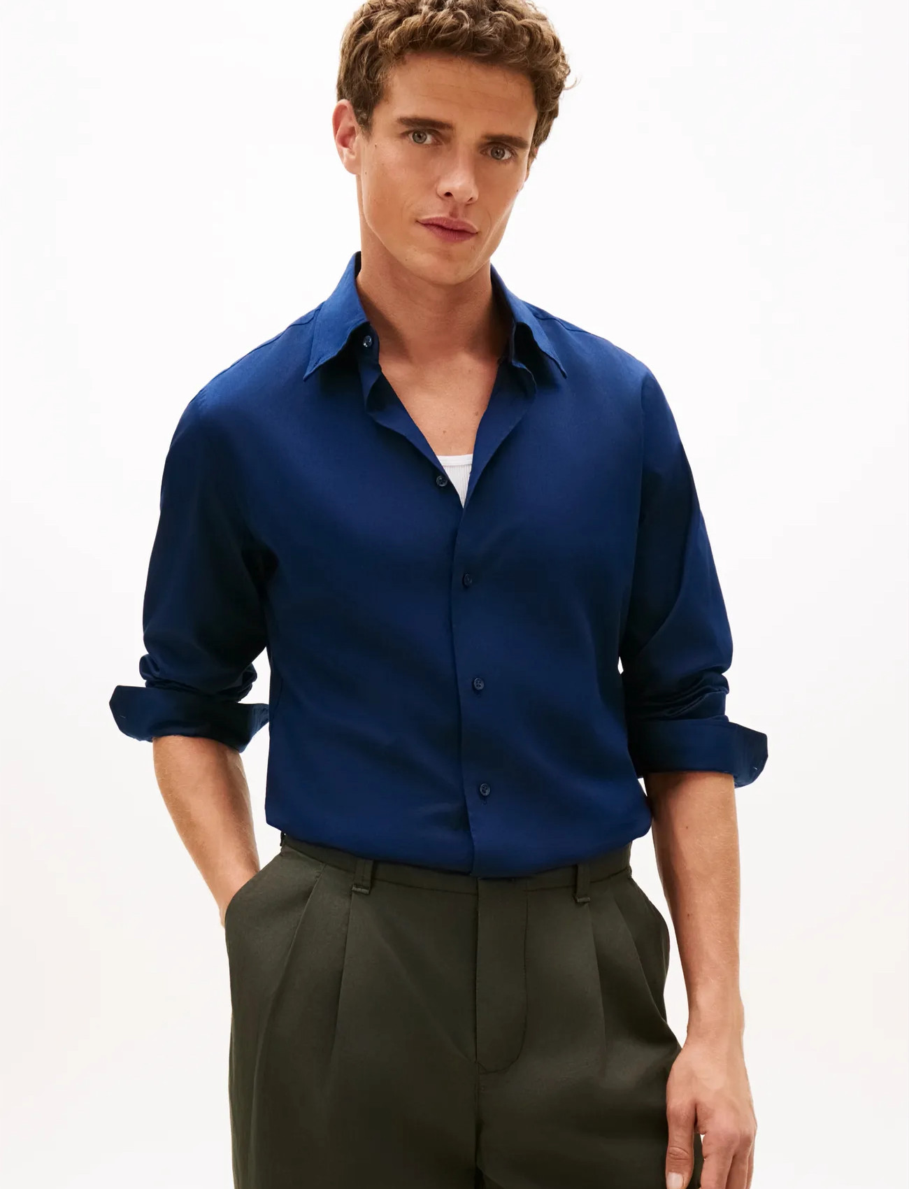 Tommy Hilfiger Dc Flex Collar Bd Twill Shirt, R/46, Navy, Shirts > Oxford Shirt, Herre
