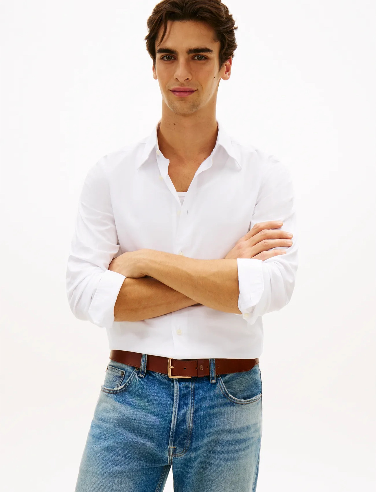 Tommy Hilfiger Dc Flex Collar Bd Twill Shirt, R/41, White, Shirts > Oxford Shirt, Herre