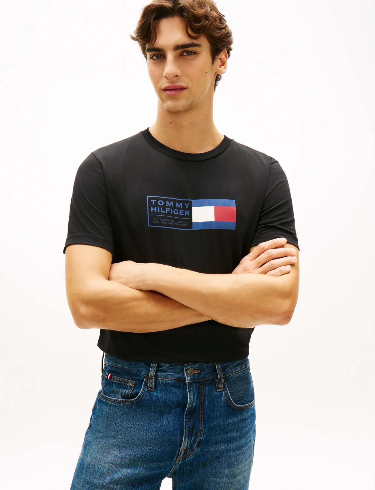 Tommy Hilfiger Brand Love Text Box Tee, XL, Black, T-Shirts > Kortærmede, Herre