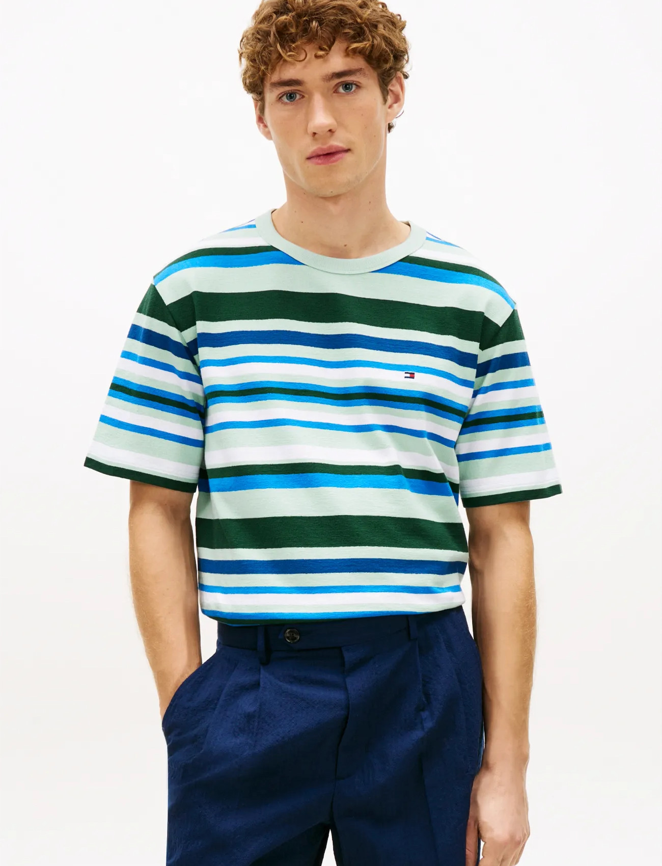 Tommy Hilfiger Multi Stripe Crepe Tee, XXL, Multi/patterned, T-Shirts > Kortærmede, Herre