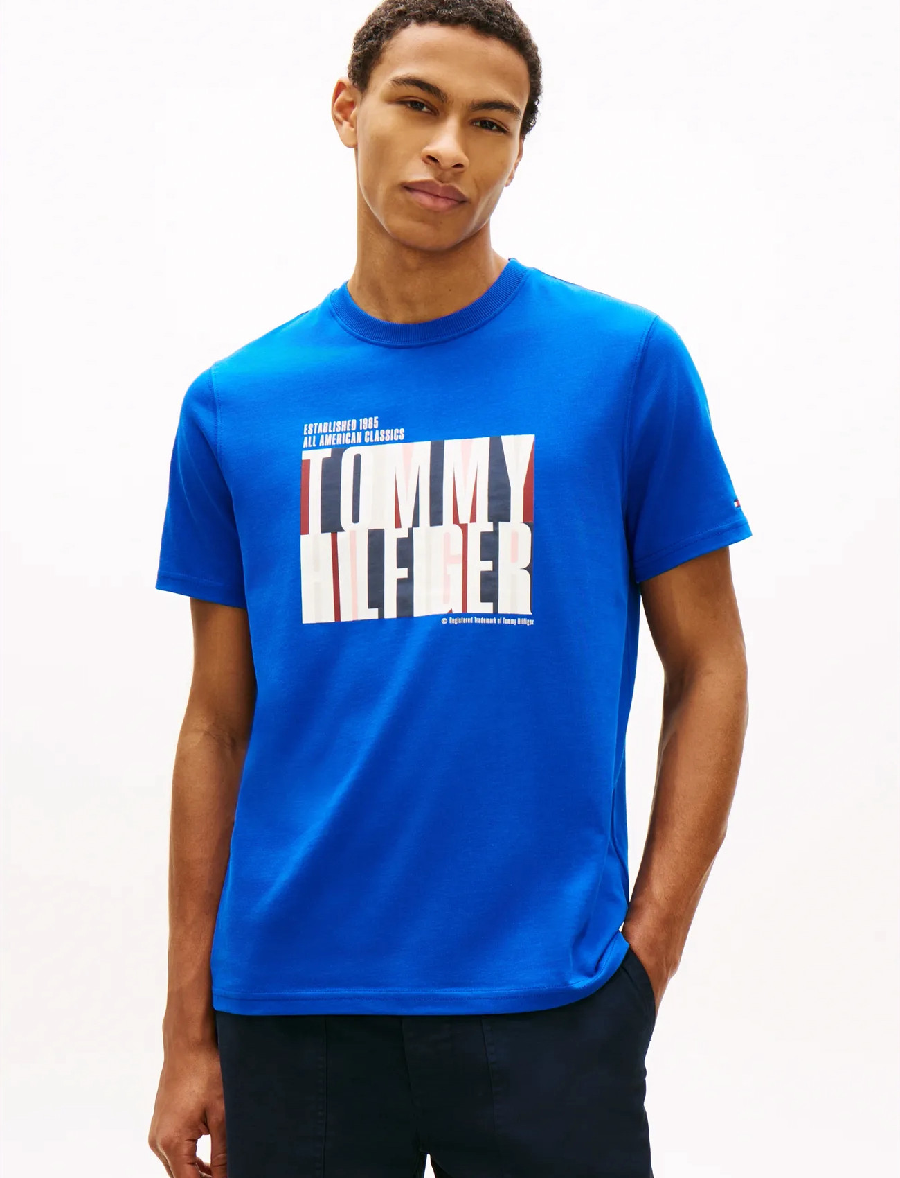 Tommy Hilfiger Split Colour Graphic Tee, L, Blue, T-Shirts > Kortærmede, Herre